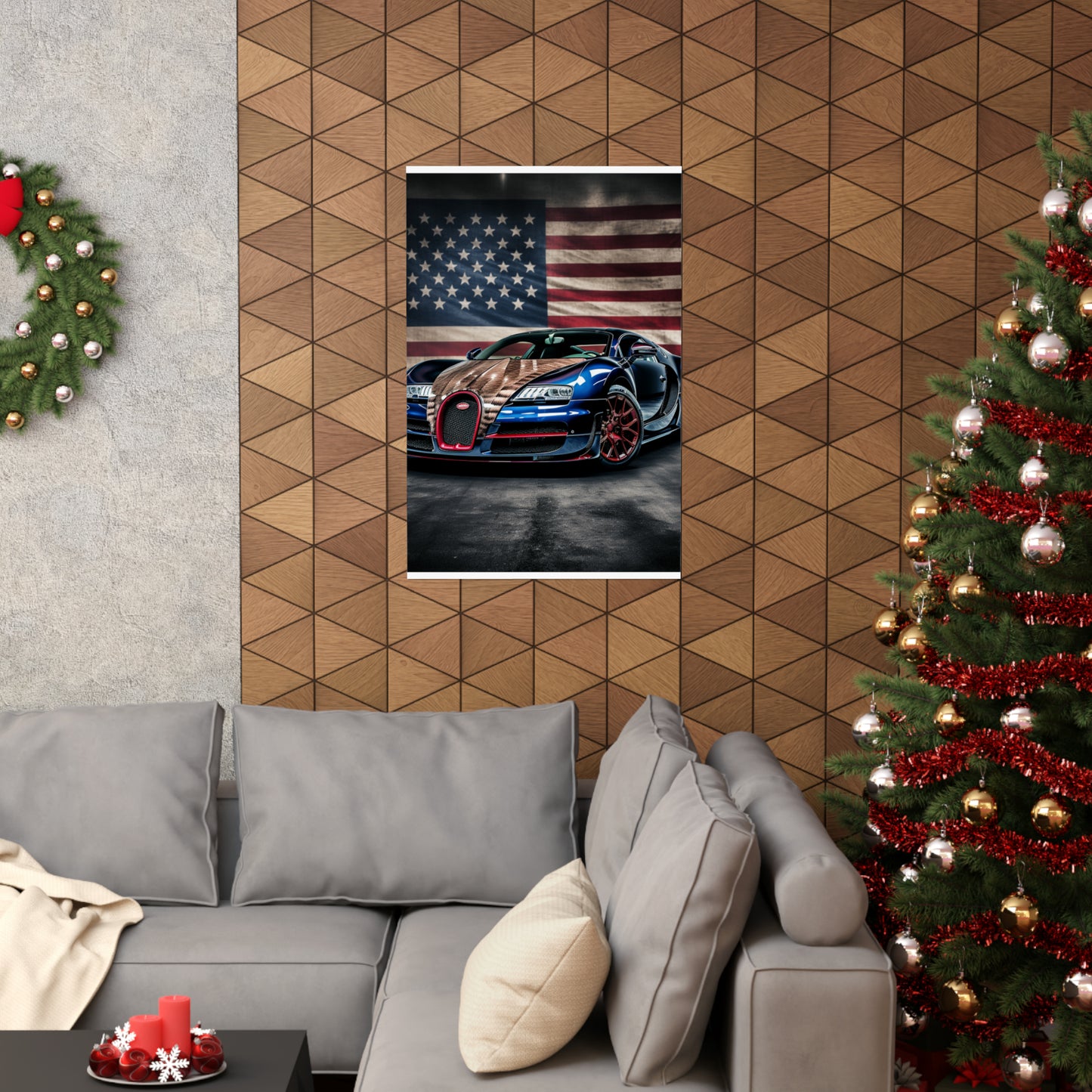 Premium Matte Vertical Posters Bugatti American Flag 4