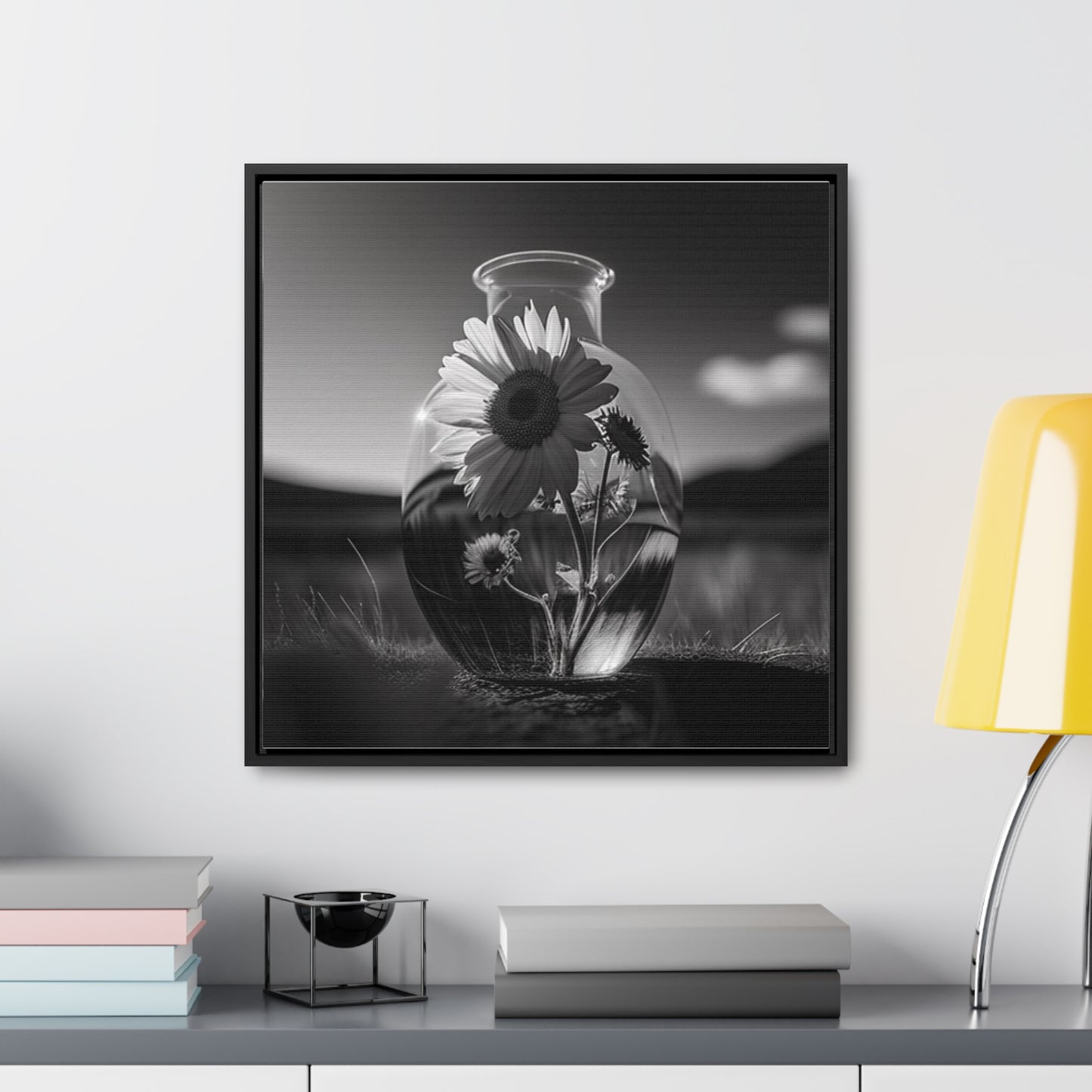Gallery Canvas Wraps, Square Frame Yellw Sunflower in a vase 4