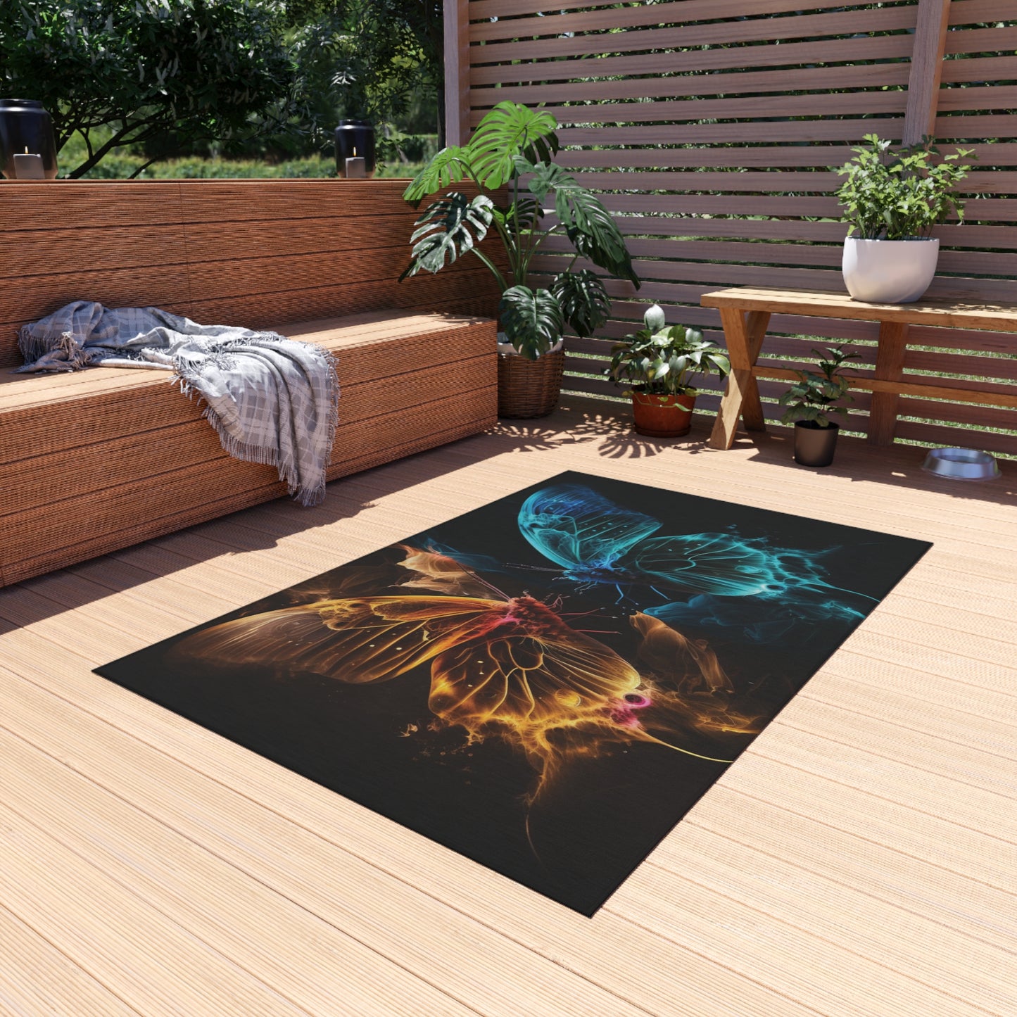 Outdoor Rug  Kiss Neon Butterfly 9