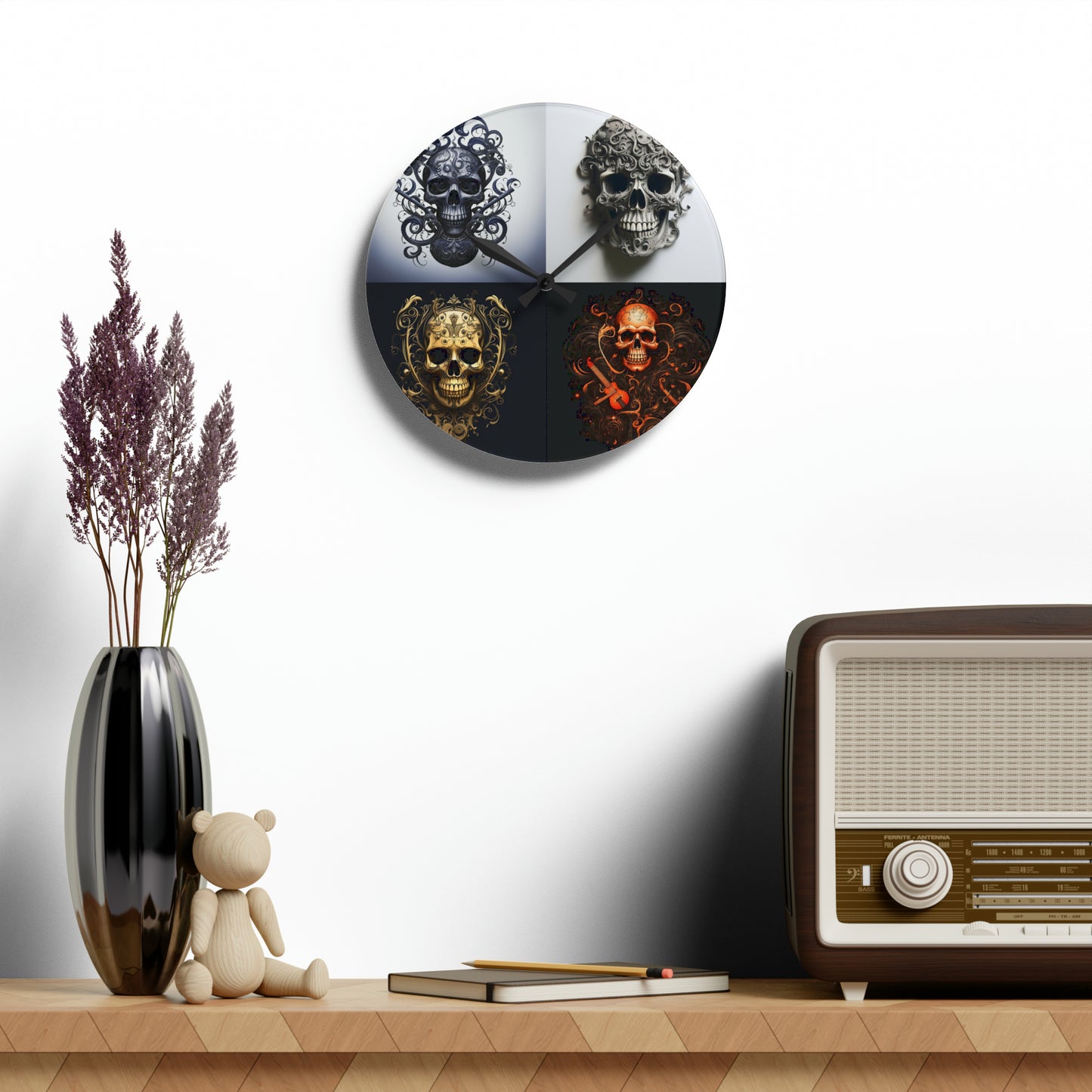 Acrylic Wall Clock Skull Treble Clef 5