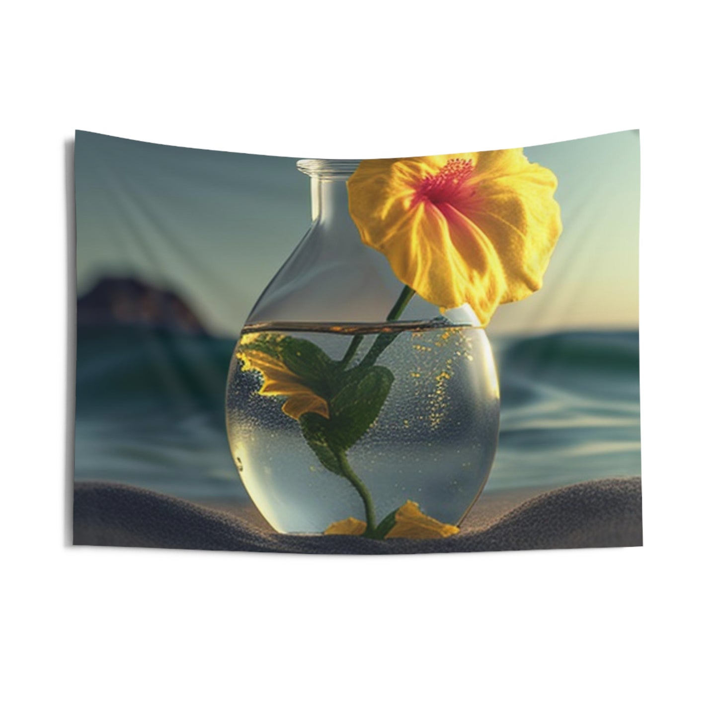 Indoor Wall Tapestries Yellow Hibiscus glass 2