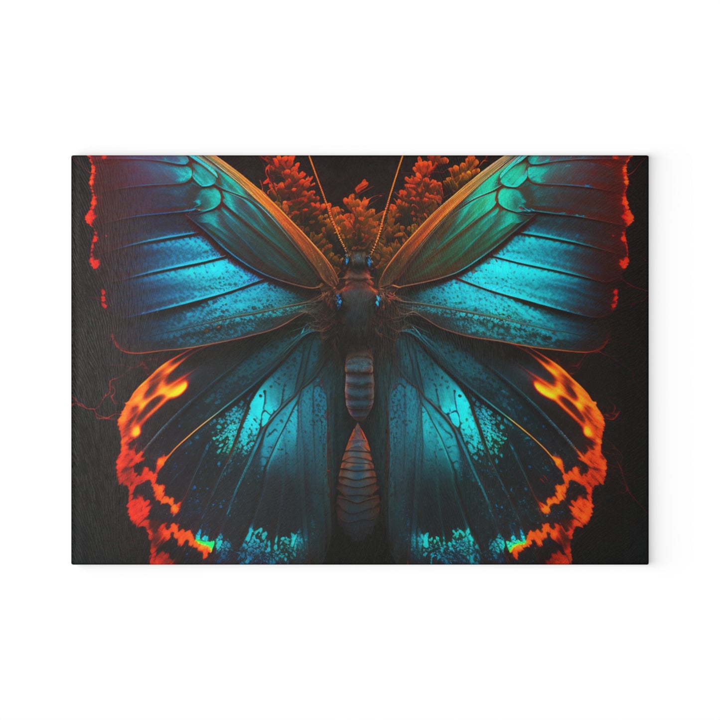 Glass Cutting Board Neon Butterfly Flair 3