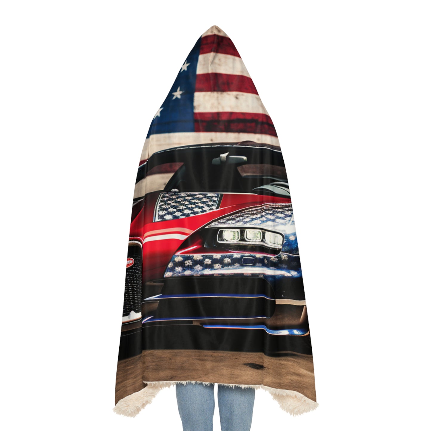 Snuggle Hooded Blanket Bugatti American Flag 1