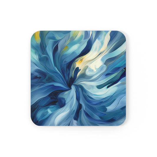 Cork Back Coaster Blue Tluip Abstract 4