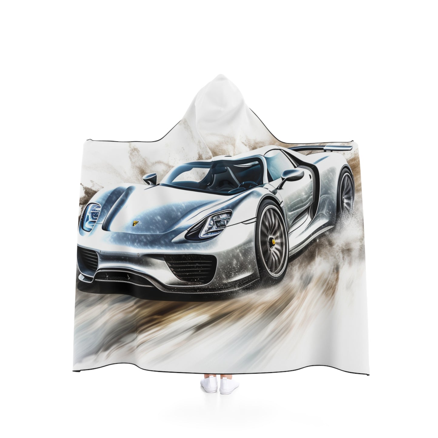 Hooded Blanket 918 Spyder white background driving fast with water splashing 2