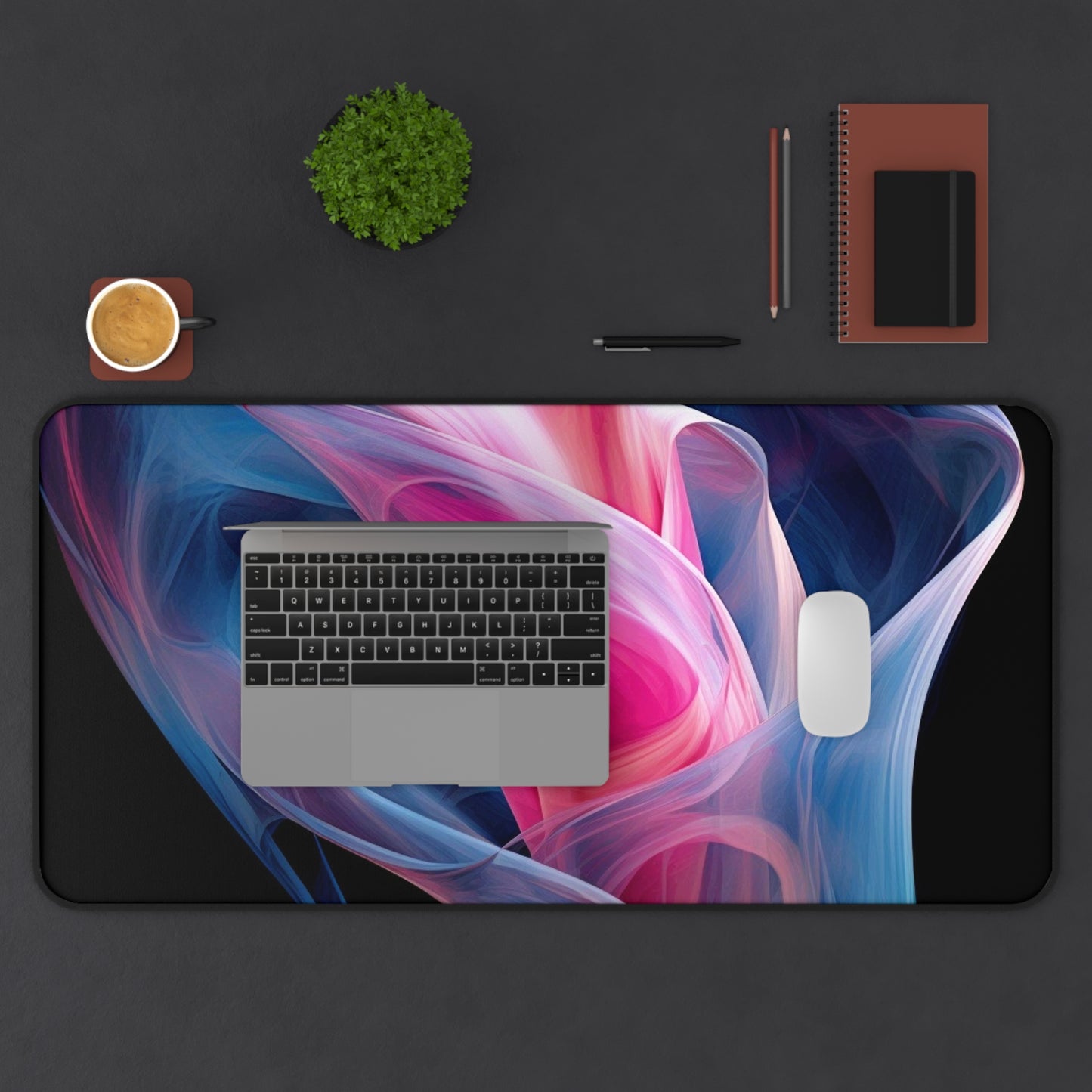 Desk Mat Pink & Blue Tulip Rose 3