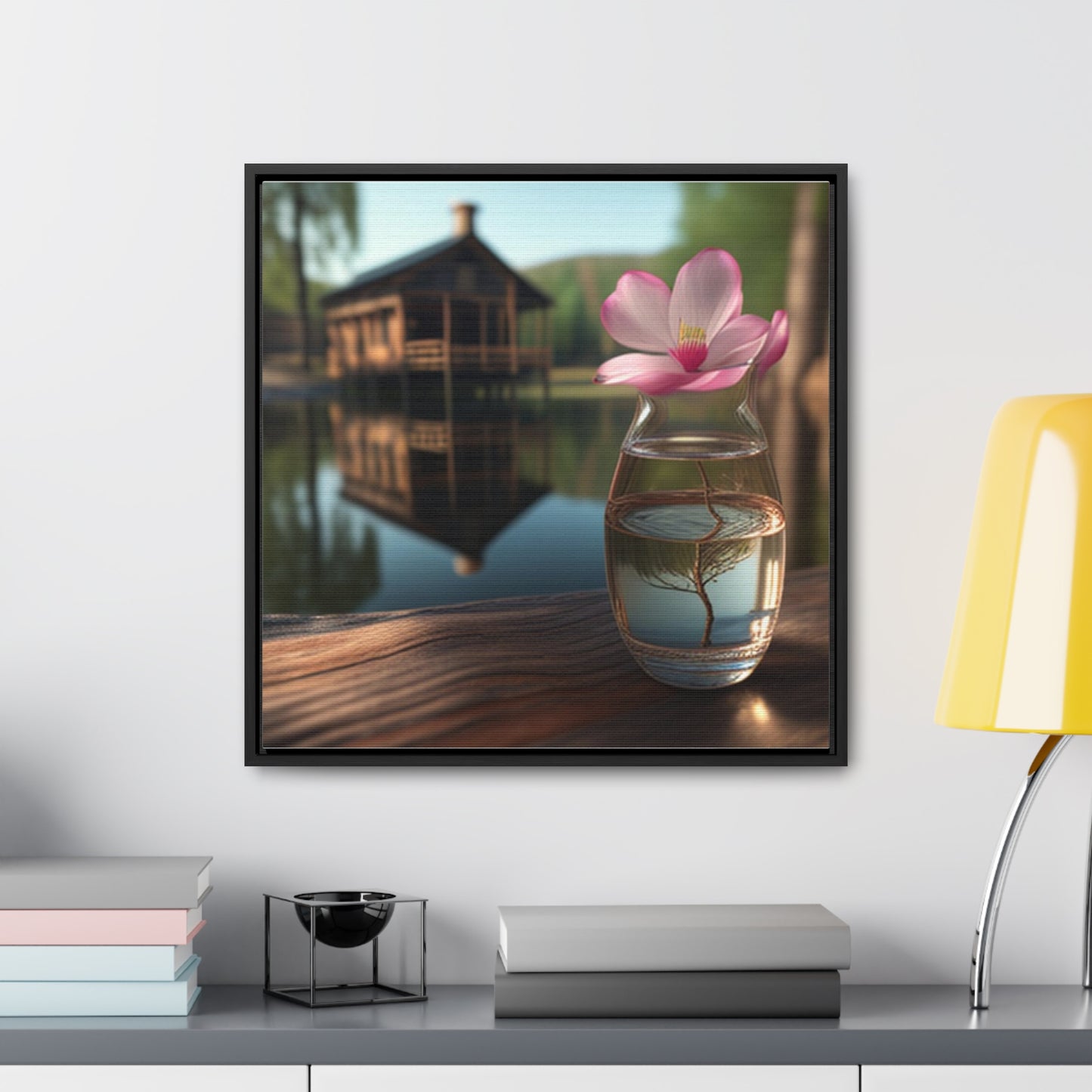 Gallery Canvas Wraps, Square Frame Magnolia in a Glass vase 1