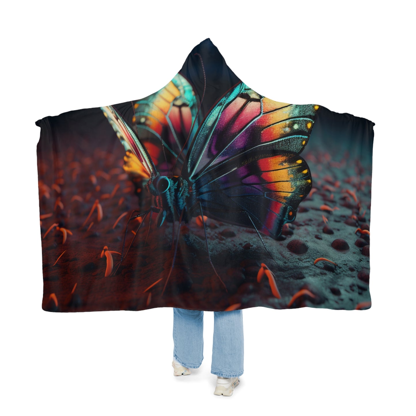 Snuggle Hooded Blanket Hyper Colorful Butterfly Macro 1