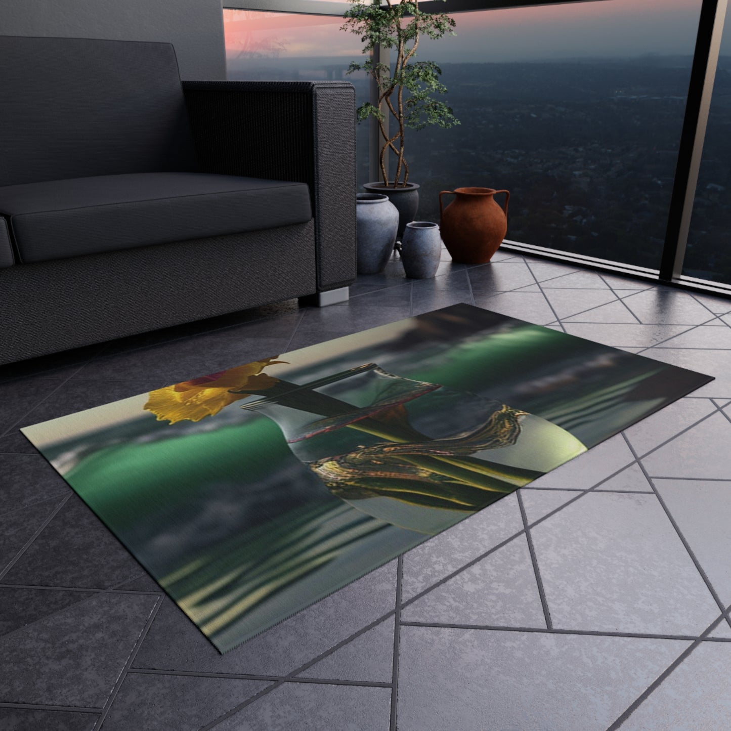 Outdoor Rug  Yellow Gladiolus glass 1