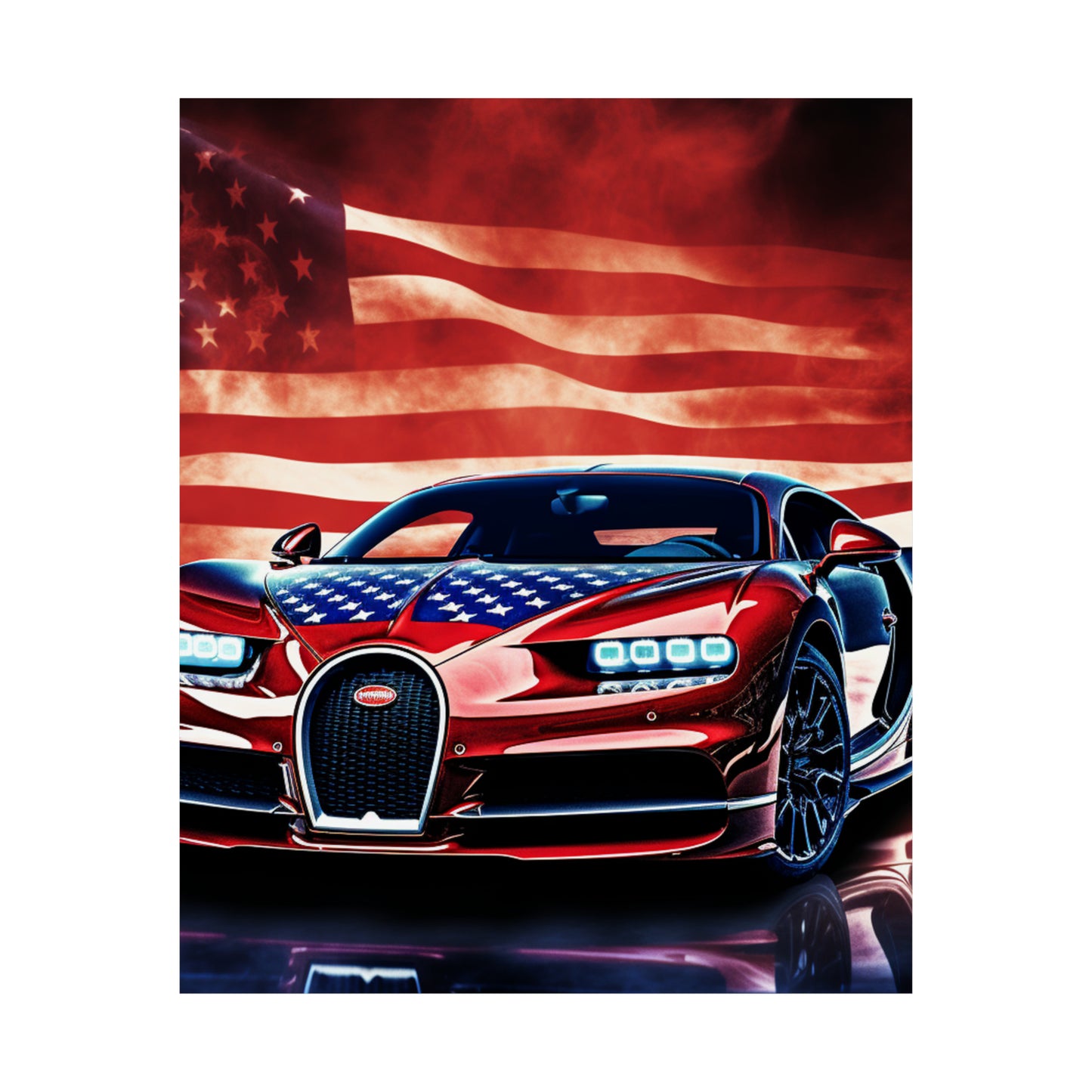 Premium Matte Vertical Posters Abstract American Flag Background Bugatti 3