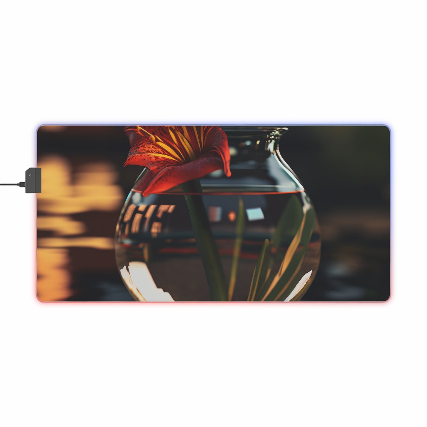 LED Gaming Mouse Pad Red Lily in a Glass vase 2