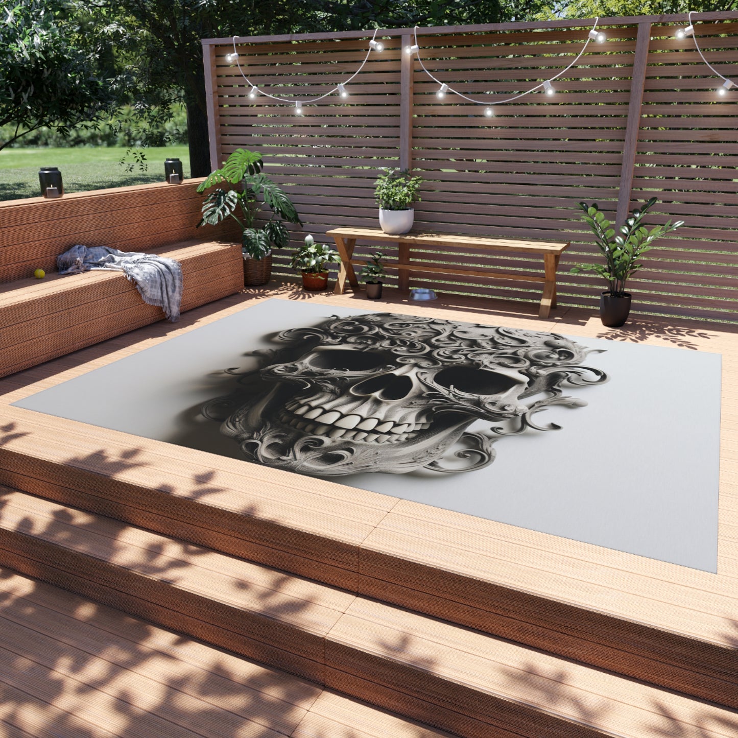 Outdoor Rug  Skull Treble Clef 2