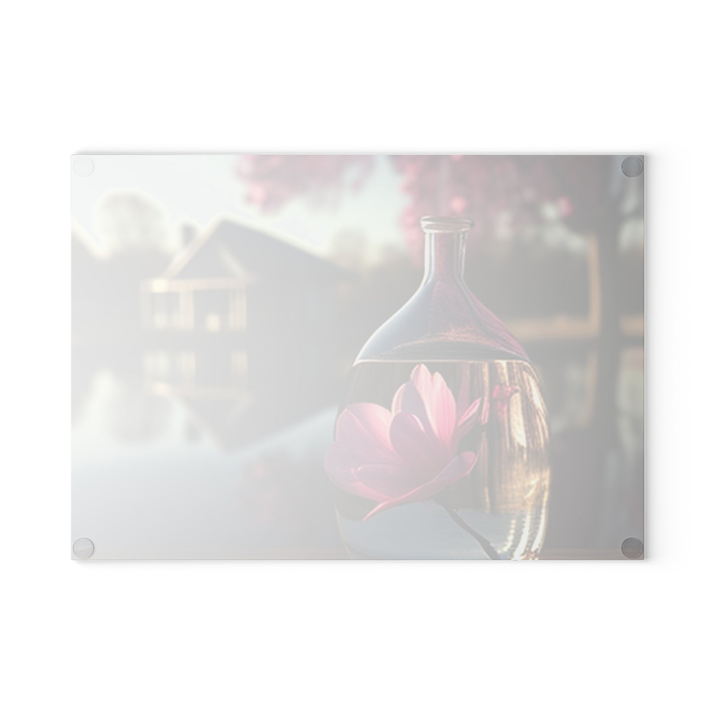 Glass Cutting Board Magnolia in a Glass vase 2