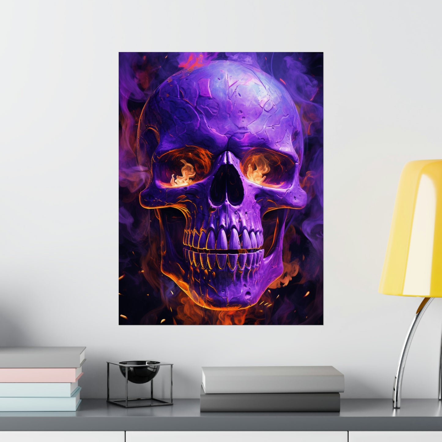 Premium Matte Vertical Posters Skull Flames 1