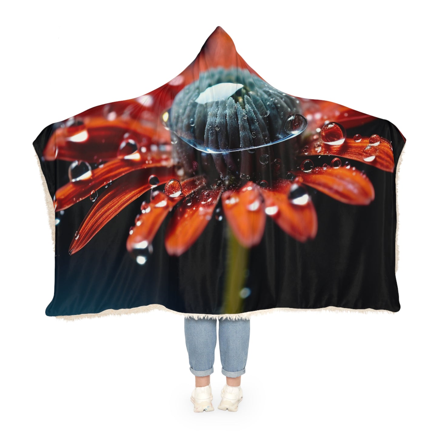 Snuggle Hooded Blanket Water drop Macro Flower 1