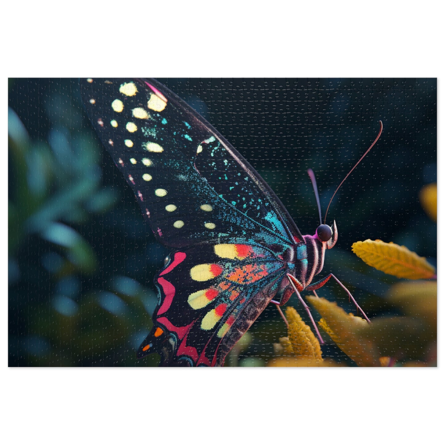 Jigsaw Puzzle (30, 110, 252, 500,1000-Piece) Hyper Colorful Butterfly Macro 2