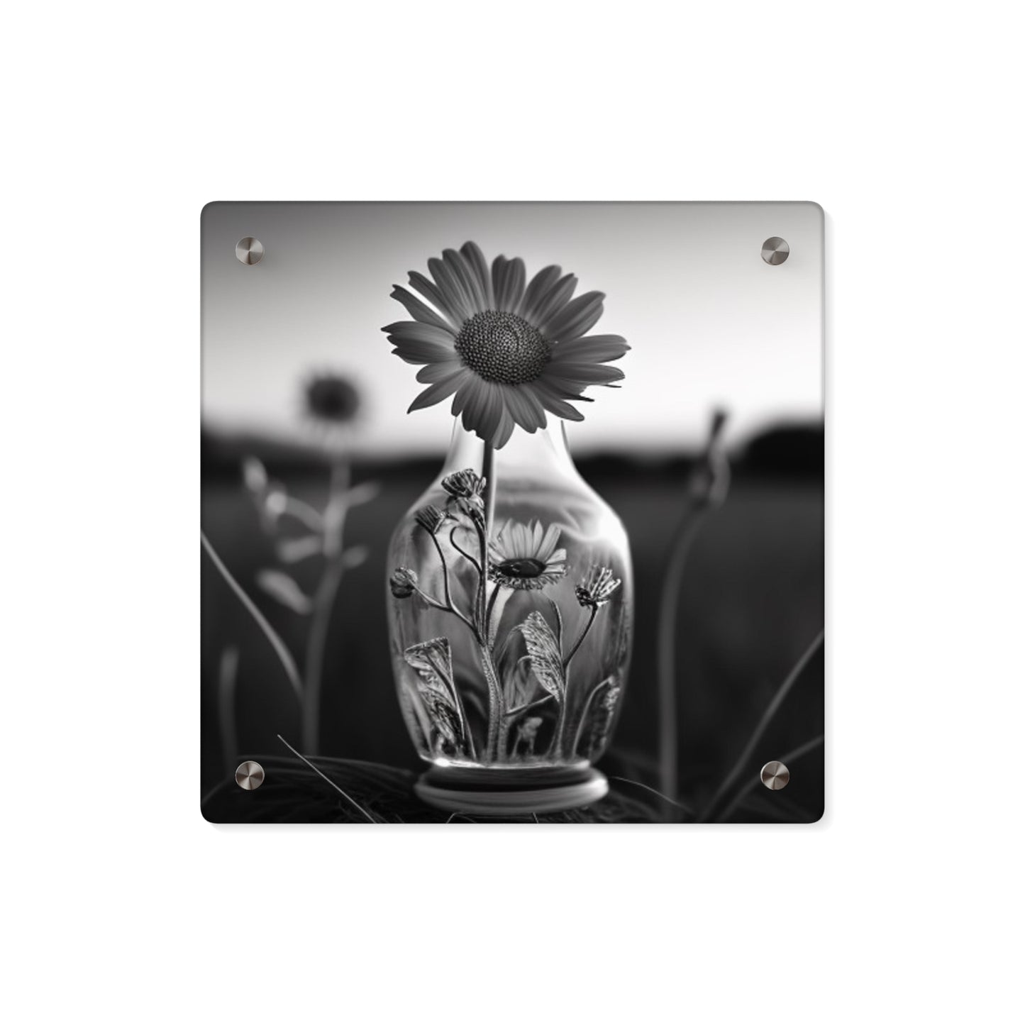 Acrylic Wall Art Panels Yellw Sunflower in a vase 2