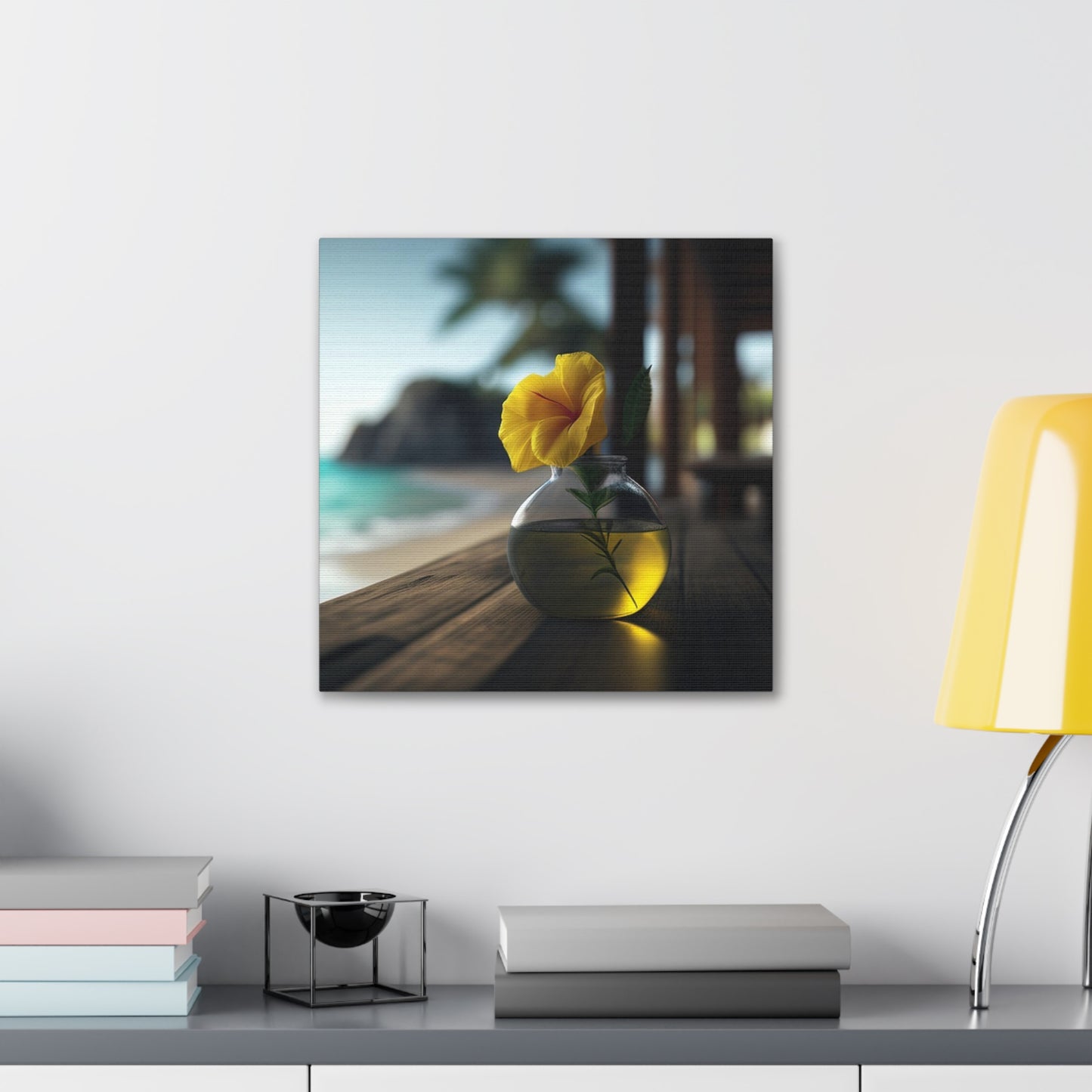 Canvas Gallery Wraps Yellow Hibiscus Wood 3