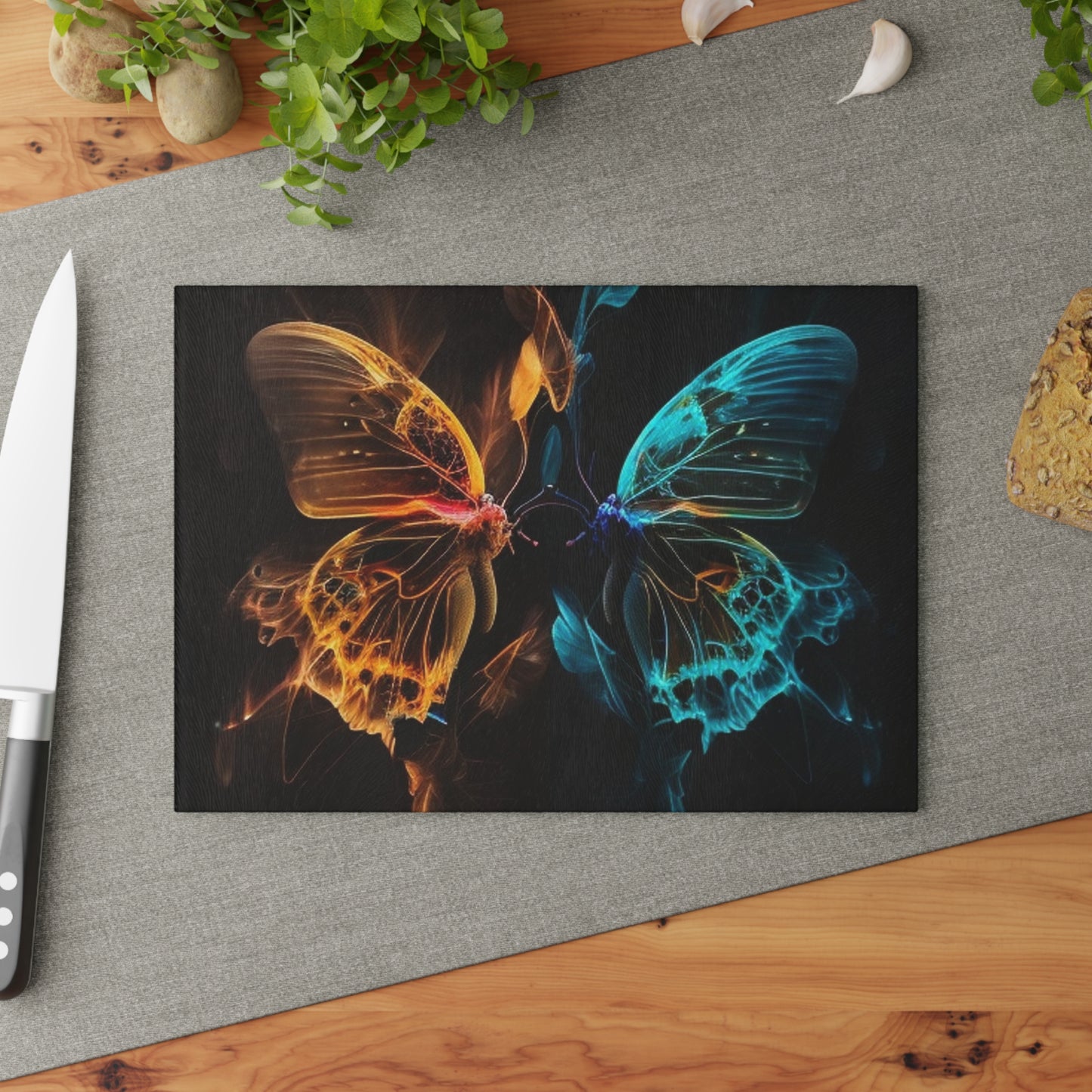 Glass Cutting Board Kiss Neon Butterfly 2