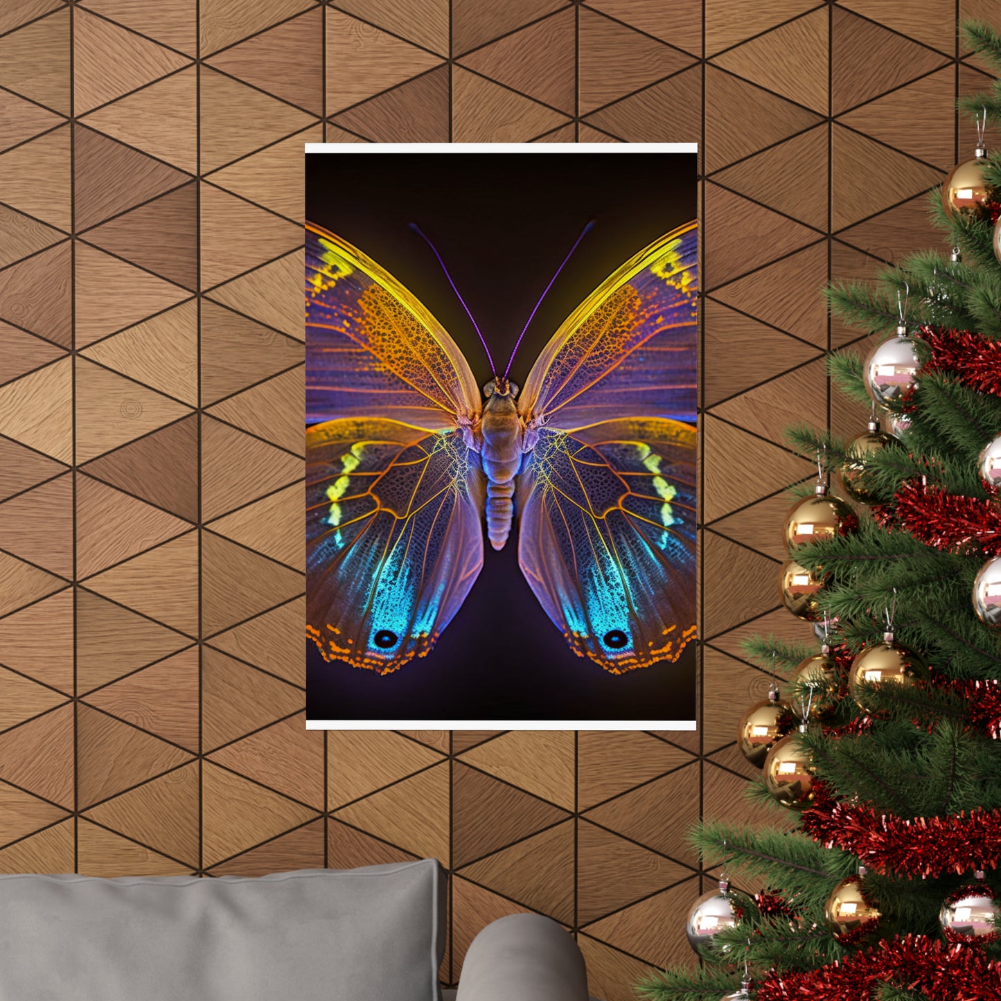 Premium Matte Vertical Posters Neon Butterfly Flair 2