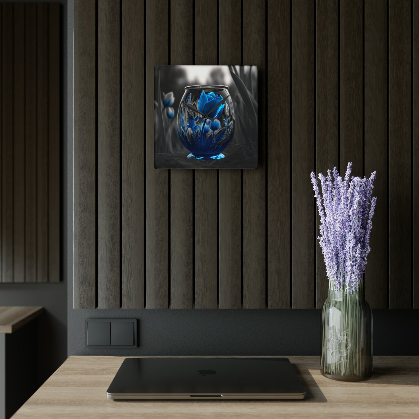 Acrylic Wall Clock Tulip Blue 2