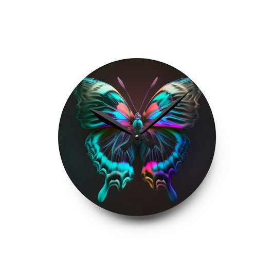 Acrylic Wall Clock Neon Butterfly Fusion 3