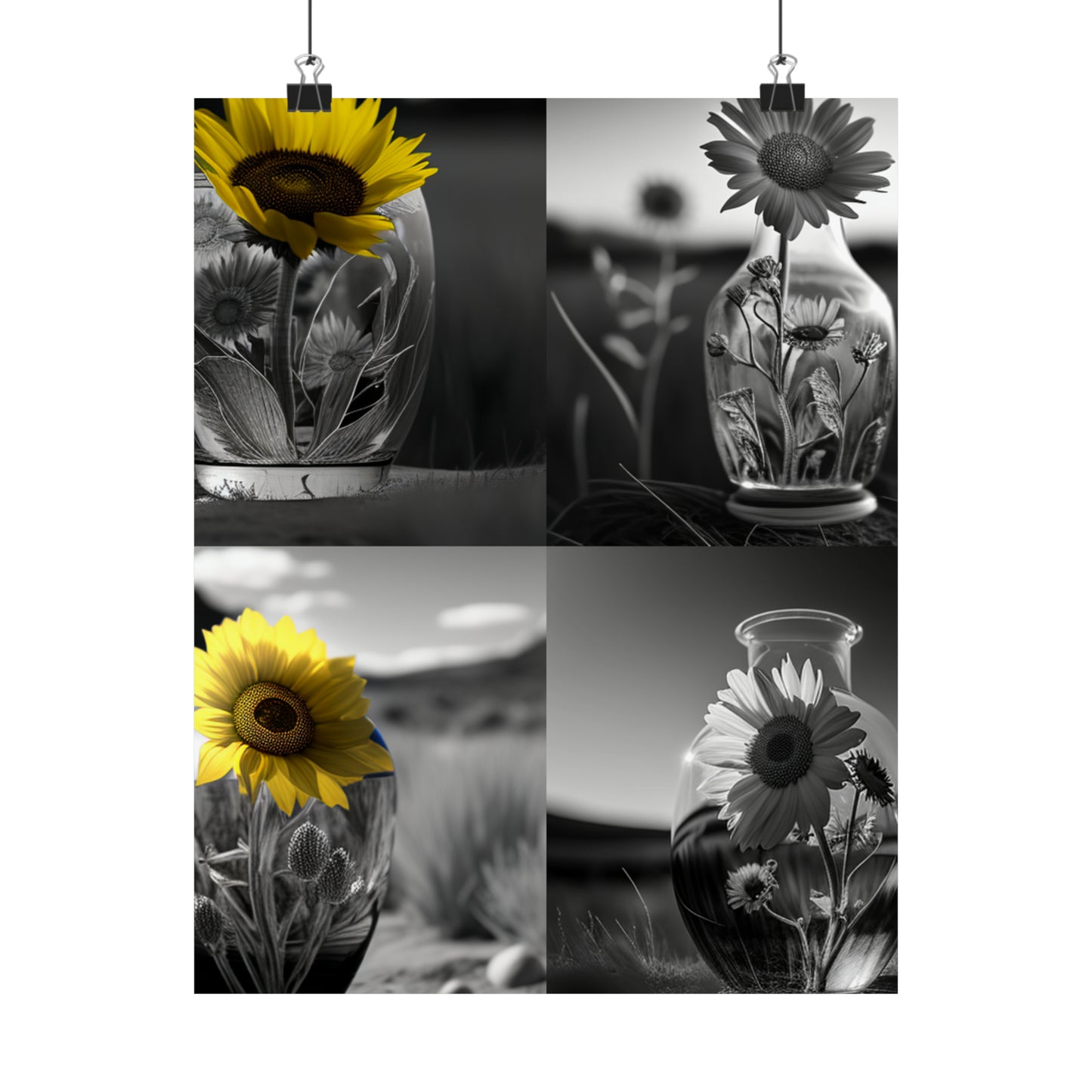 Premium Matte Vertical Posters Yellw Sunflower in a vase 5