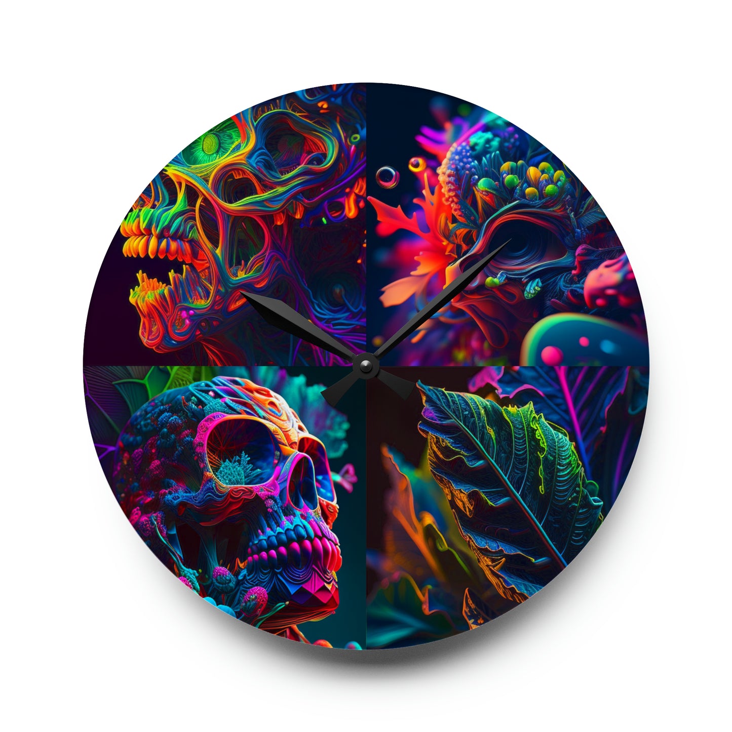 Acrylic Wall Clock Florescent Skull Death 5