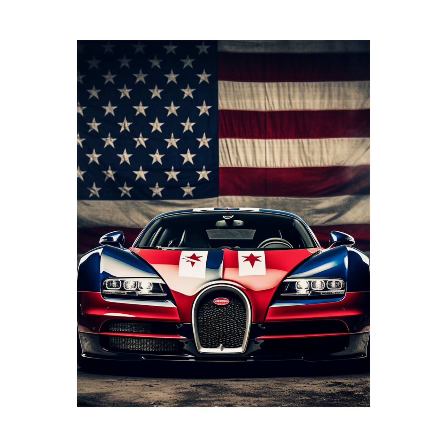 Premium Matte Vertical Posters Bugatti American Flag 3