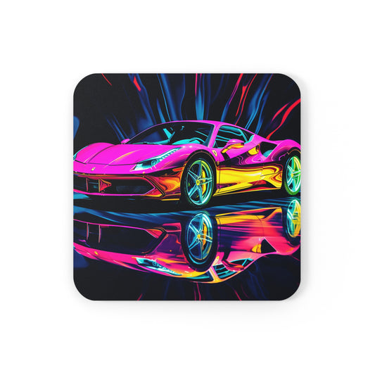 Corkwood Coaster Set Pink Macro Ferrari 3