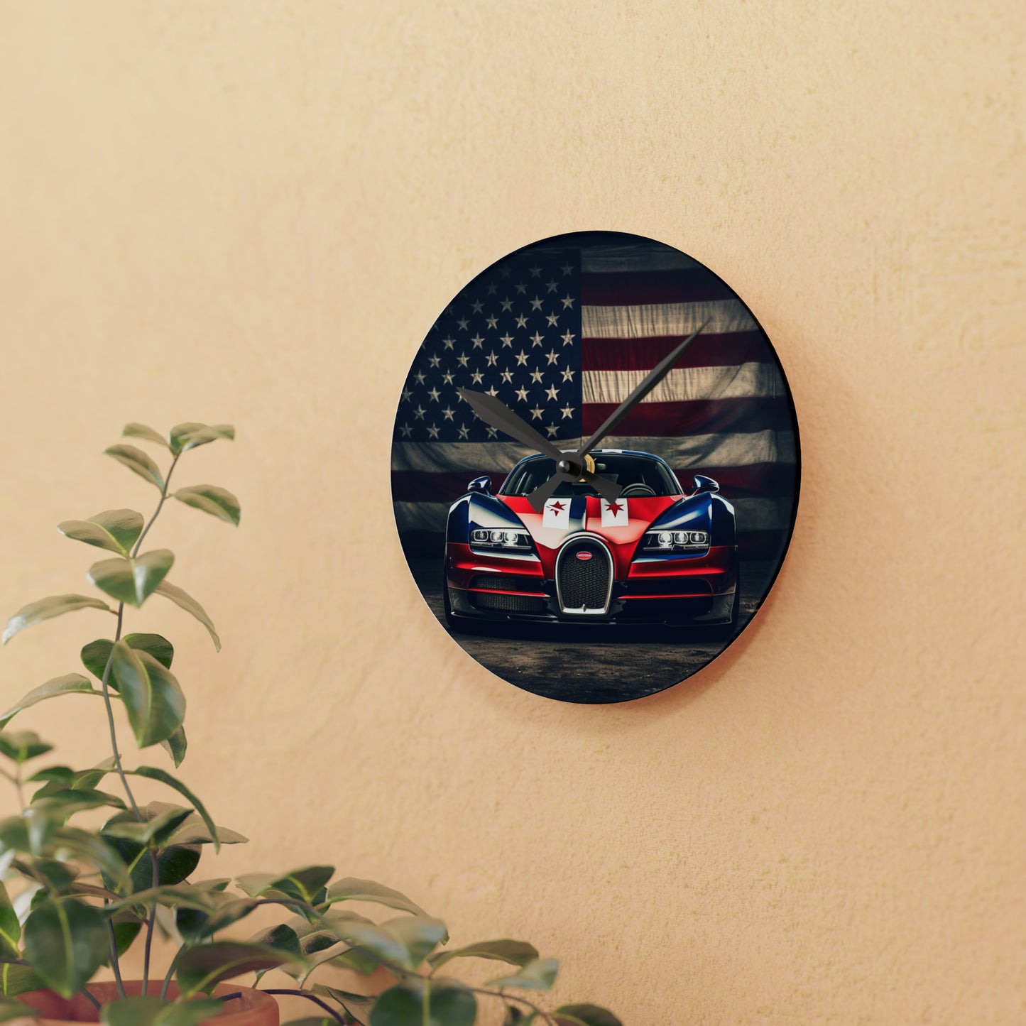 Acrylic Wall Clock Bugatti American Flag 3