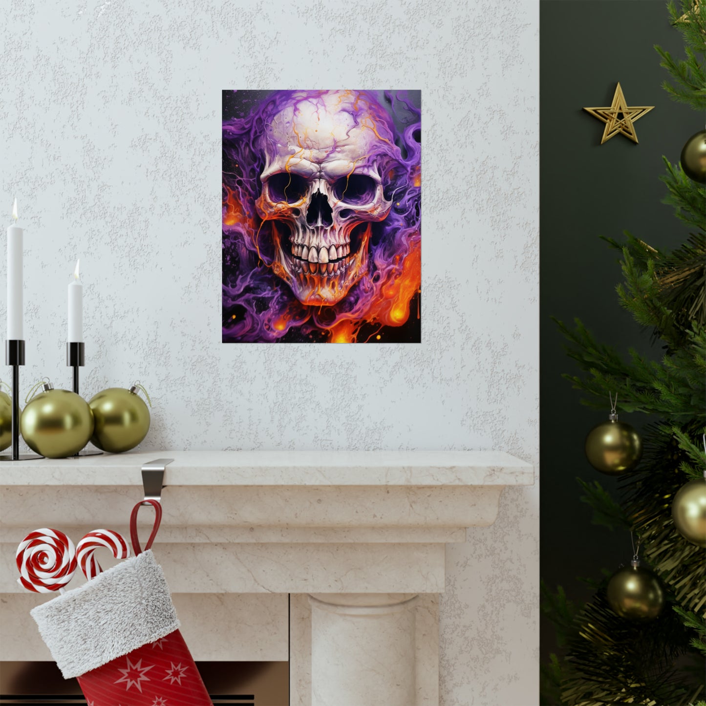 Premium Matte Vertical Posters Skull Flames 2