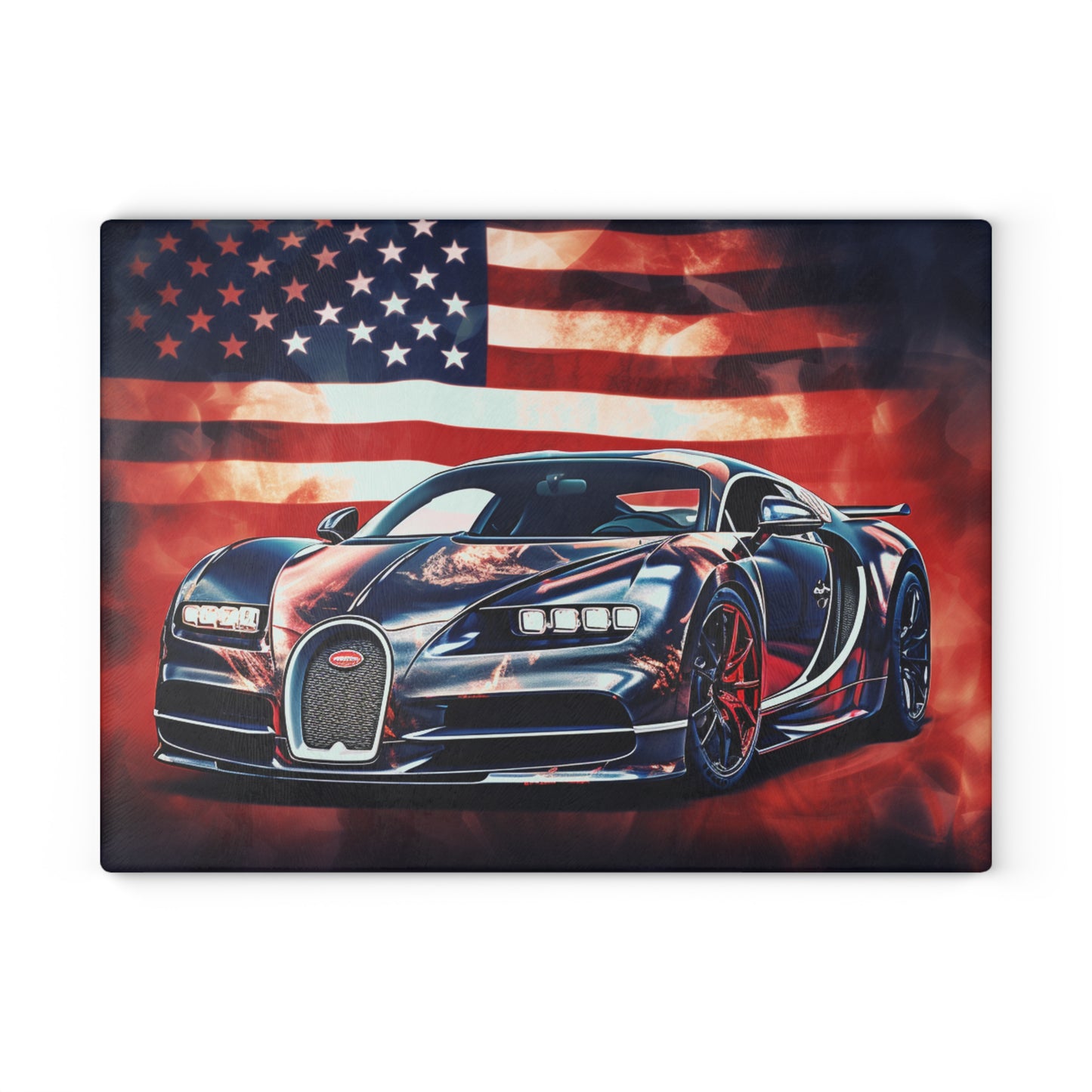 Glass Cutting Board Abstract American Flag Background Bugatti 4