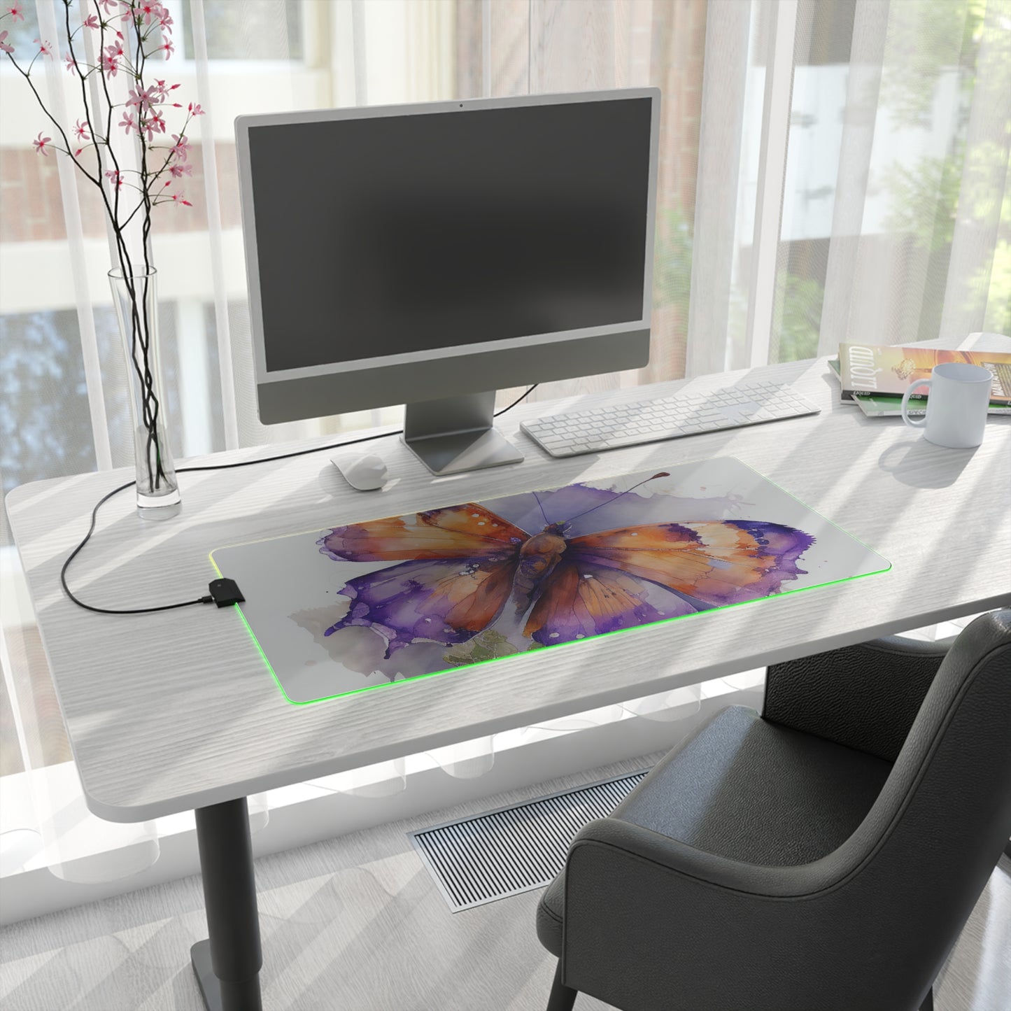 LED Gaming Mouse Pad MerlinRose Watercolor Butterfly 2