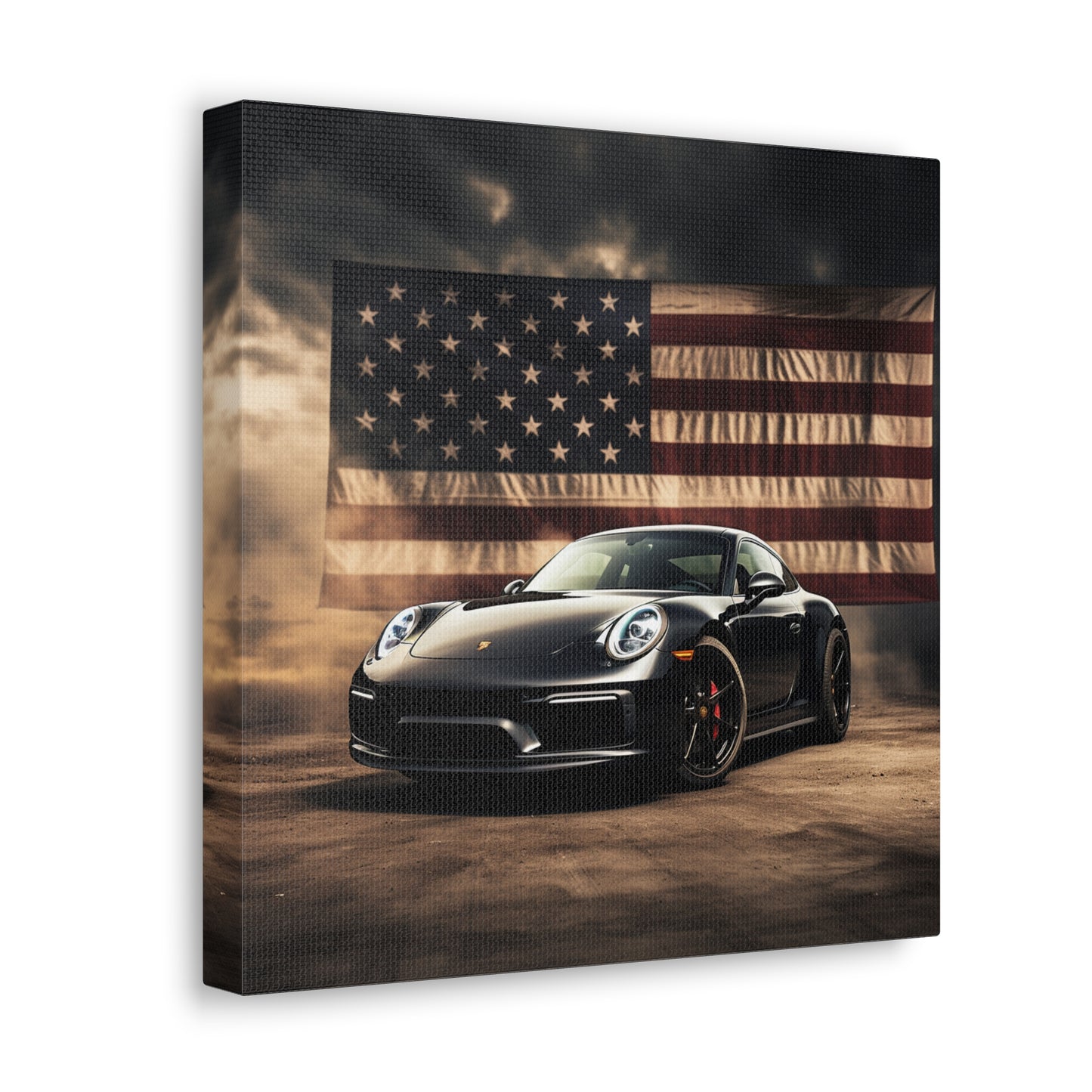Canvas Gallery Wraps American Flag Background Porsche 4