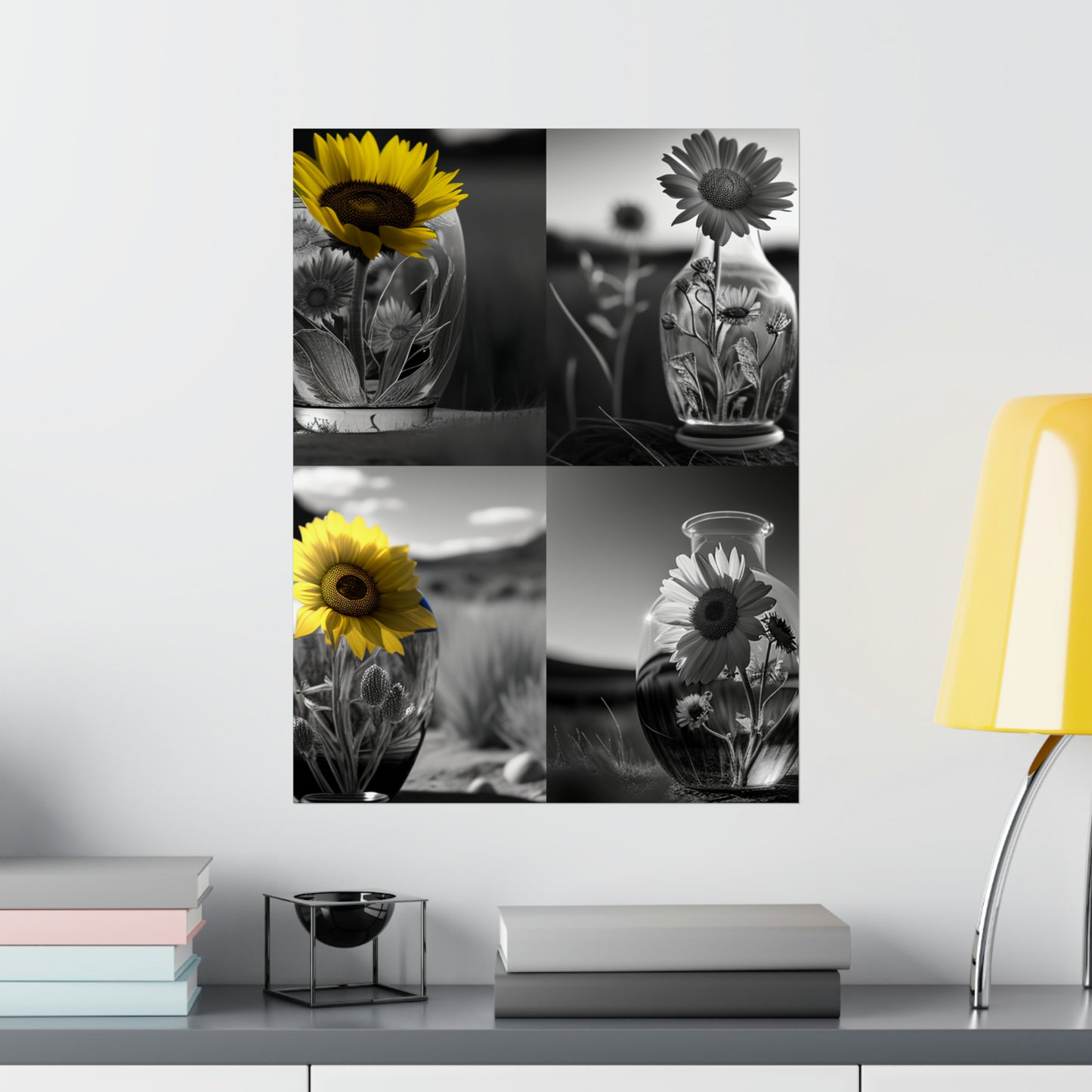 Premium Matte Vertical Posters Yellw Sunflower in a vase 5