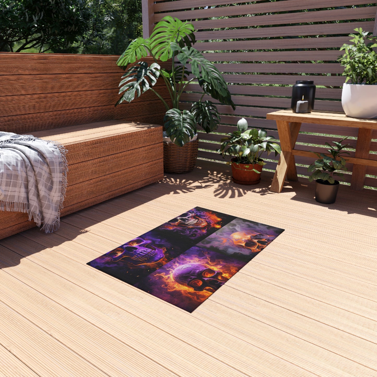 Outdoor Rug  Skull Flames 5