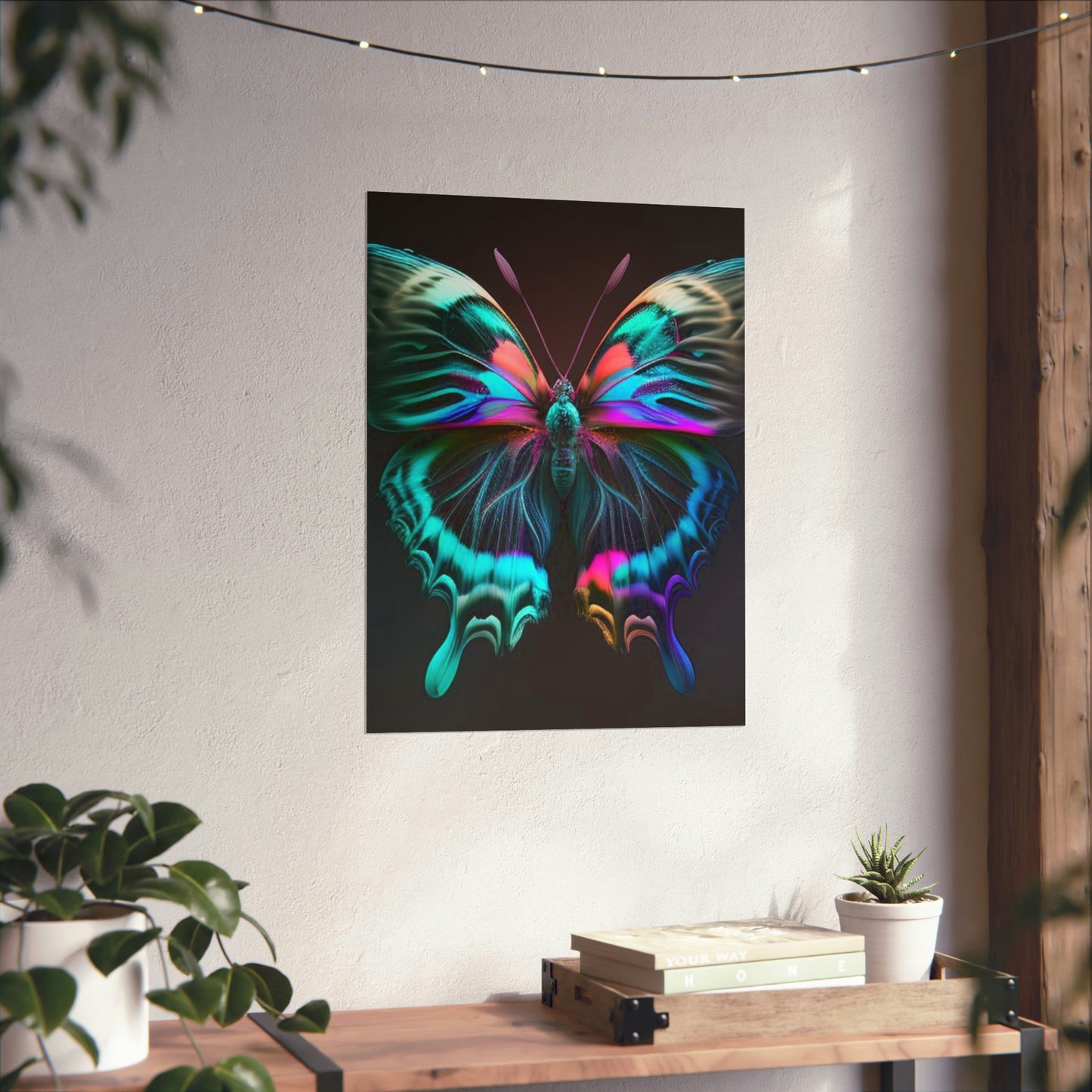 Premium Matte Vertical Posters Neon Butterfly Fusion 3