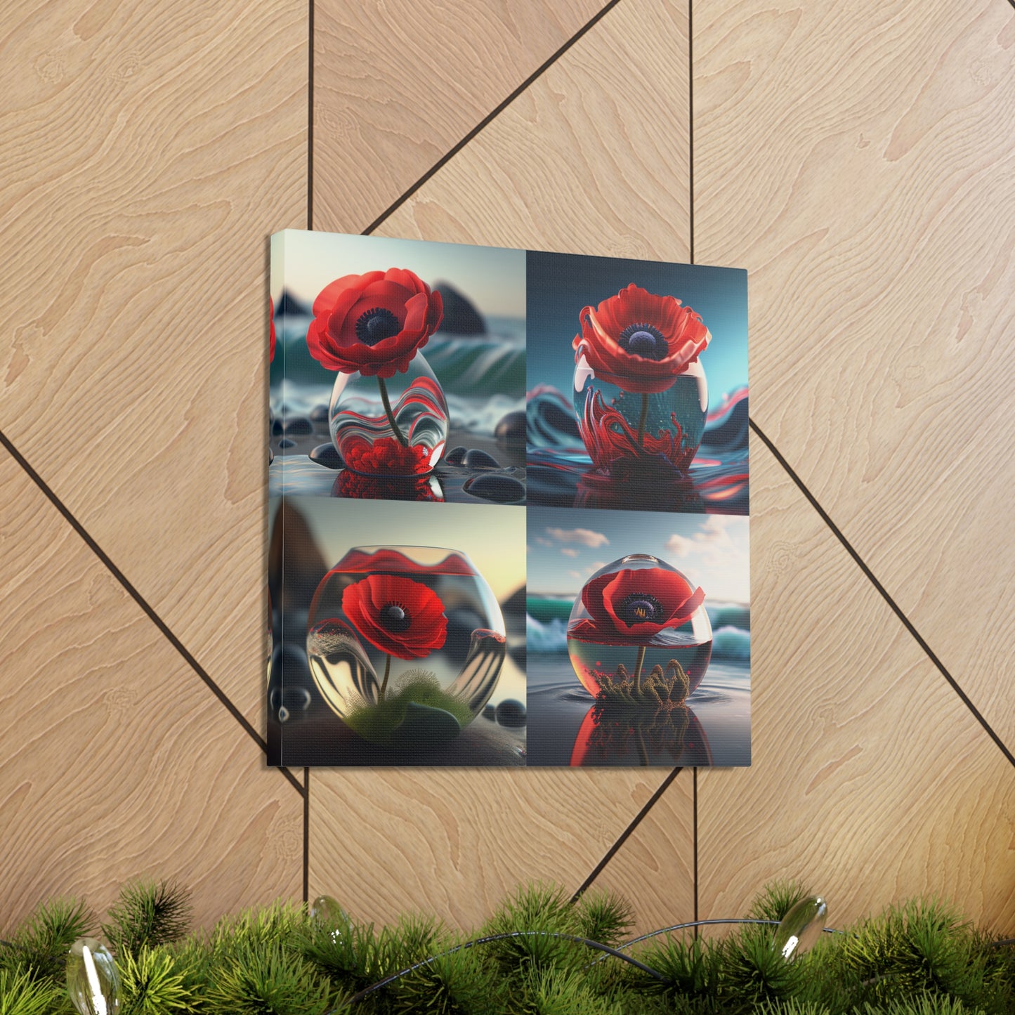 Canvas Gallery Wraps Red Anemone in a Vase 5