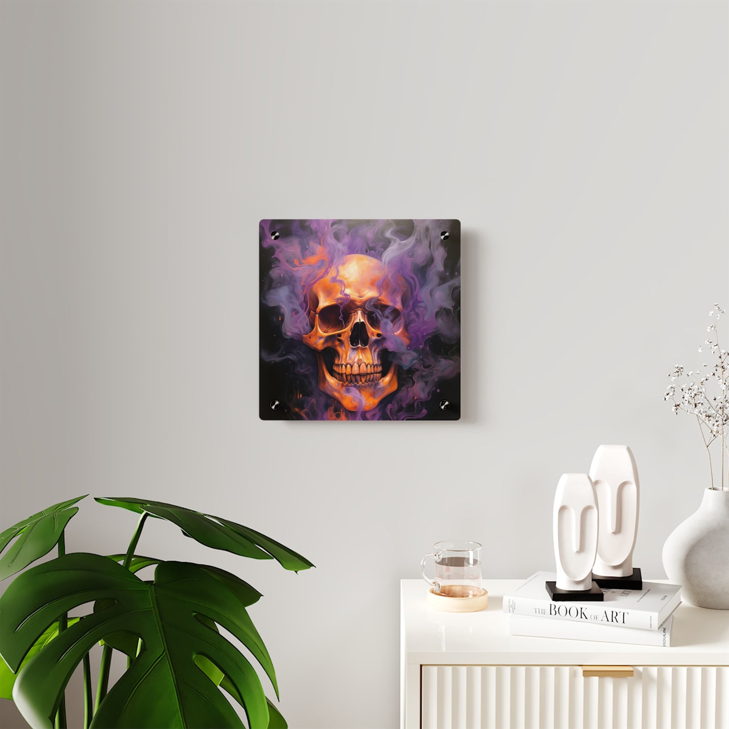 Acrylic Wall Art Panels Skull Flames 4