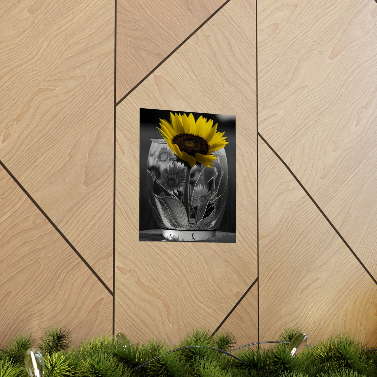 Premium Matte Vertical Posters Yellw Sunflower in a vase 1