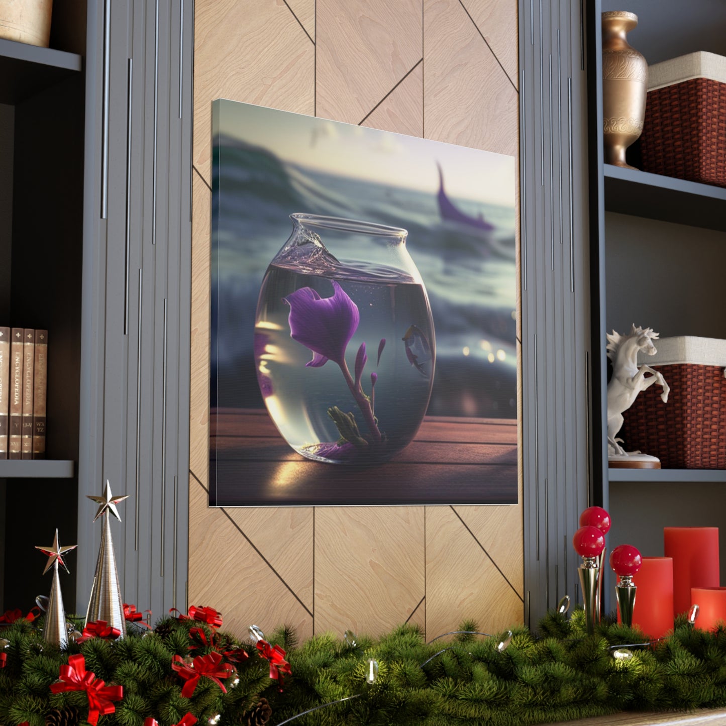 Canvas Gallery Wraps Purple Sweet pea in a vase 1