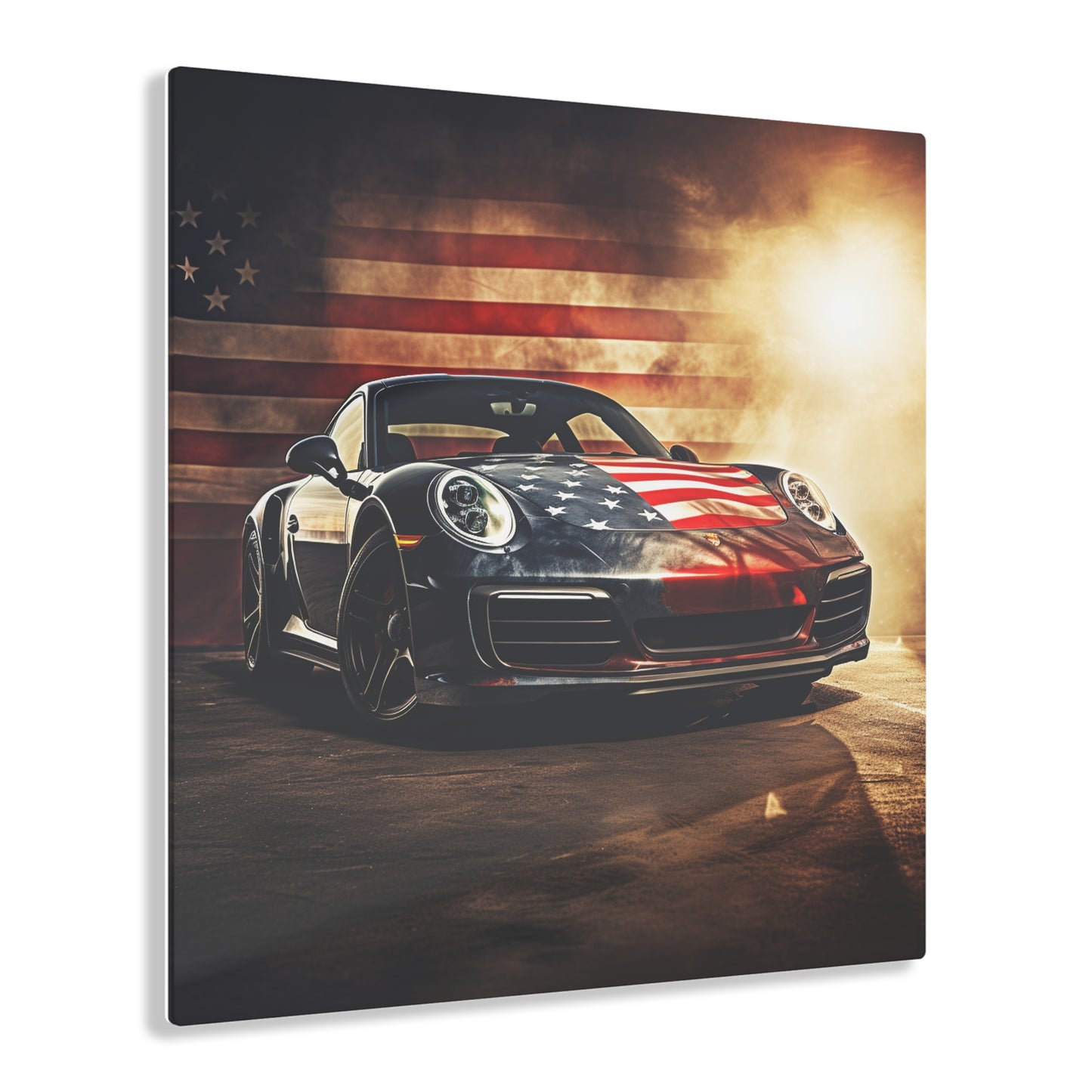Acrylic Prints Abstract American Flag Background Porsche 1