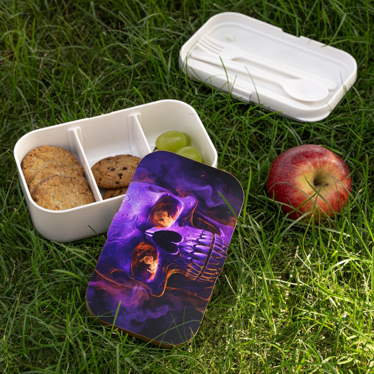 Bento Lunch Box Skull Flames 1