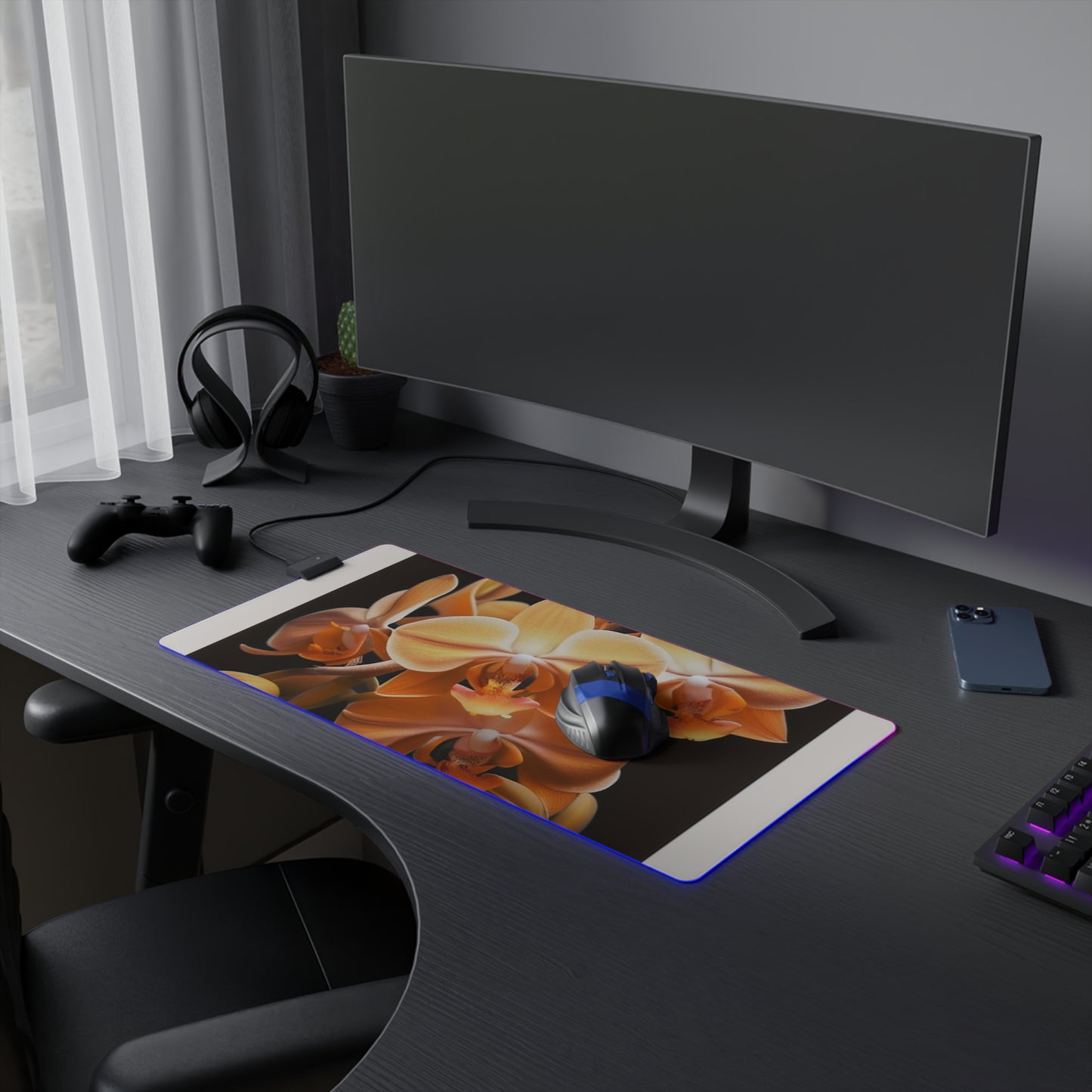 LED Gaming Mouse Pad orchid pedals 1