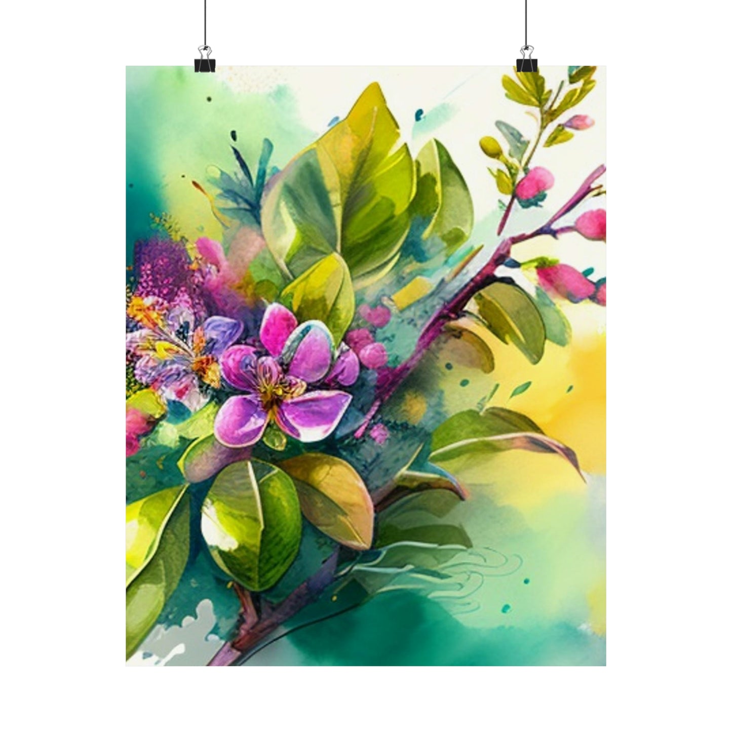 Premium Matte Vertical Posters Mother Nature Bright Spring Colors Realistic Watercolor 1