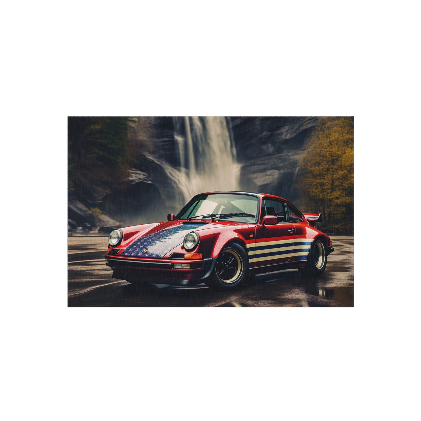 Outdoor Rug  American Flag Porsche Abstract 1