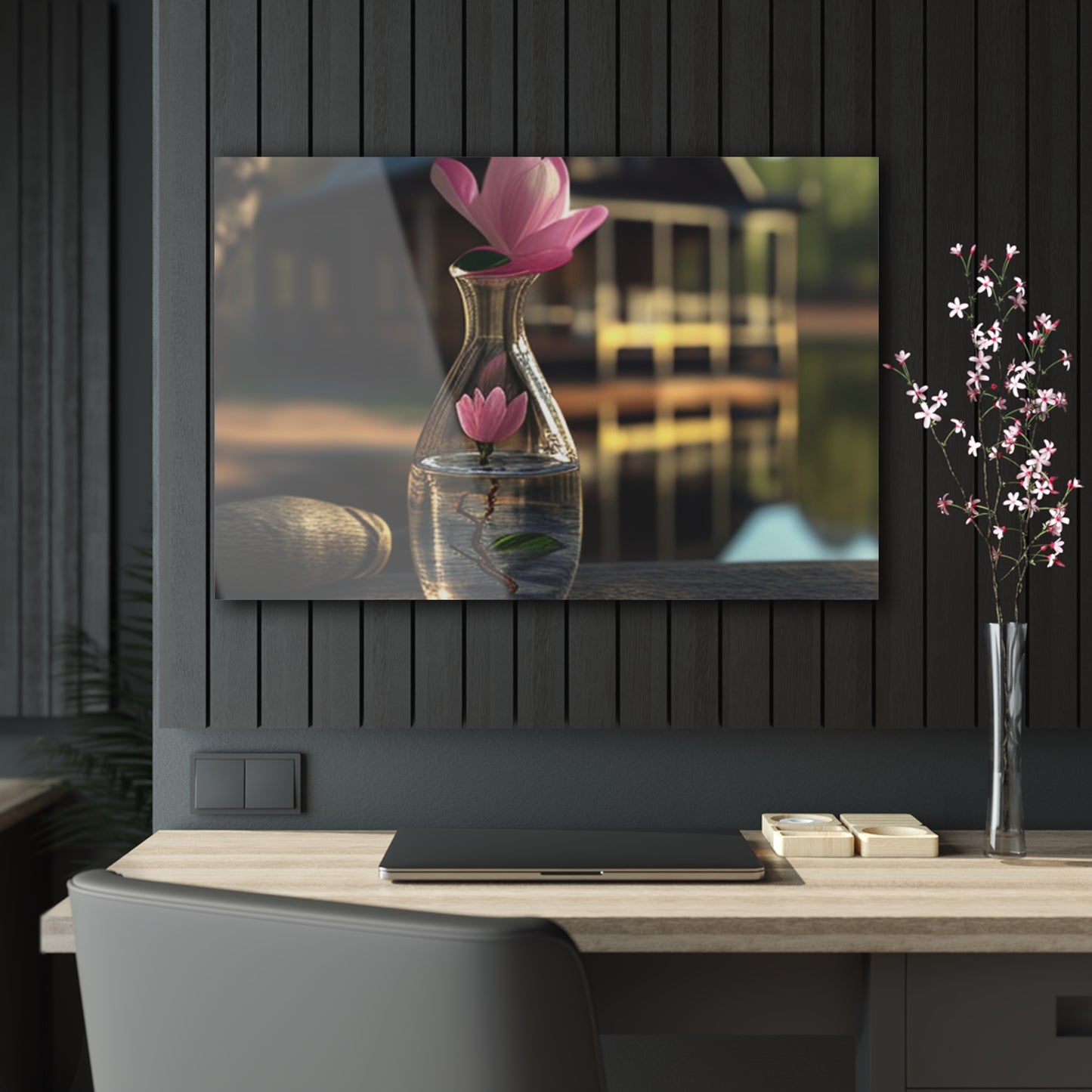 Acrylic Prints Magnolia in a Glass vase 4