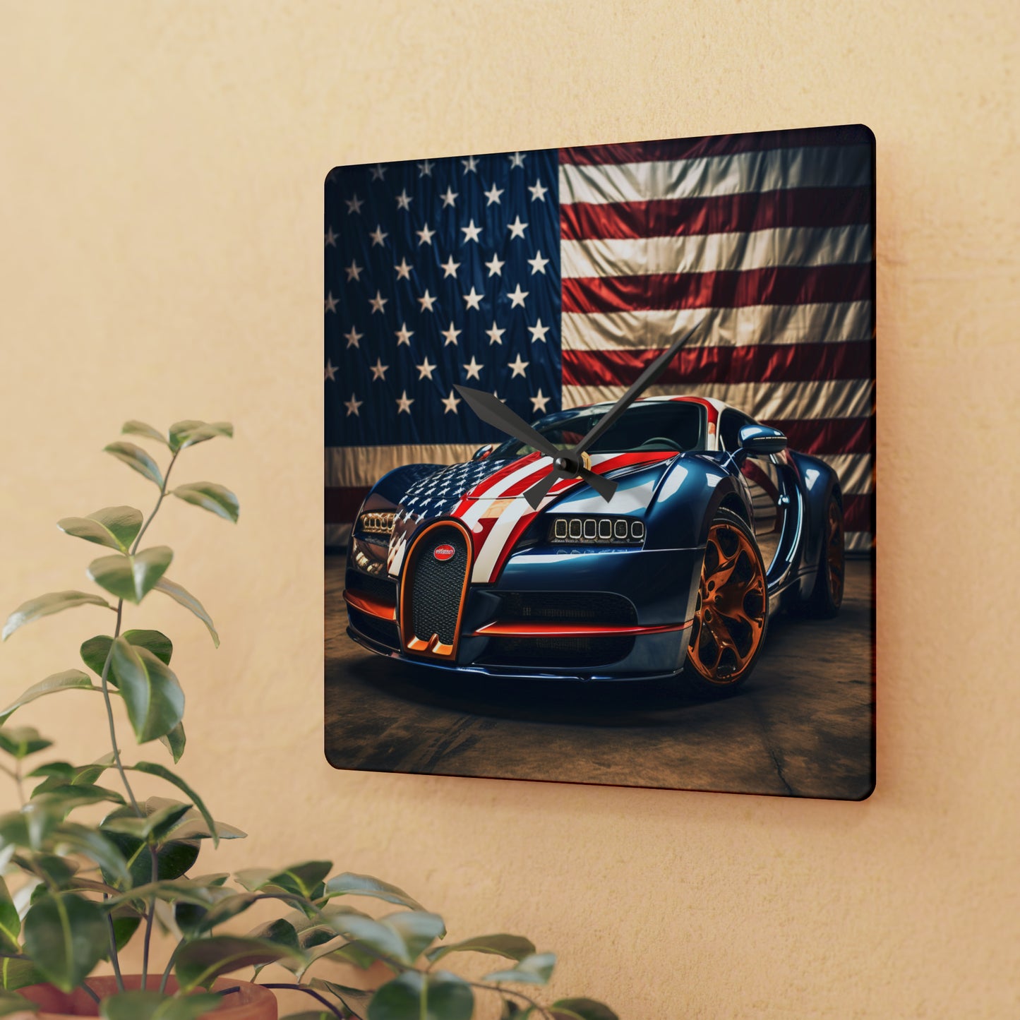 Acrylic Wall Clock Bugatti Flag American 4