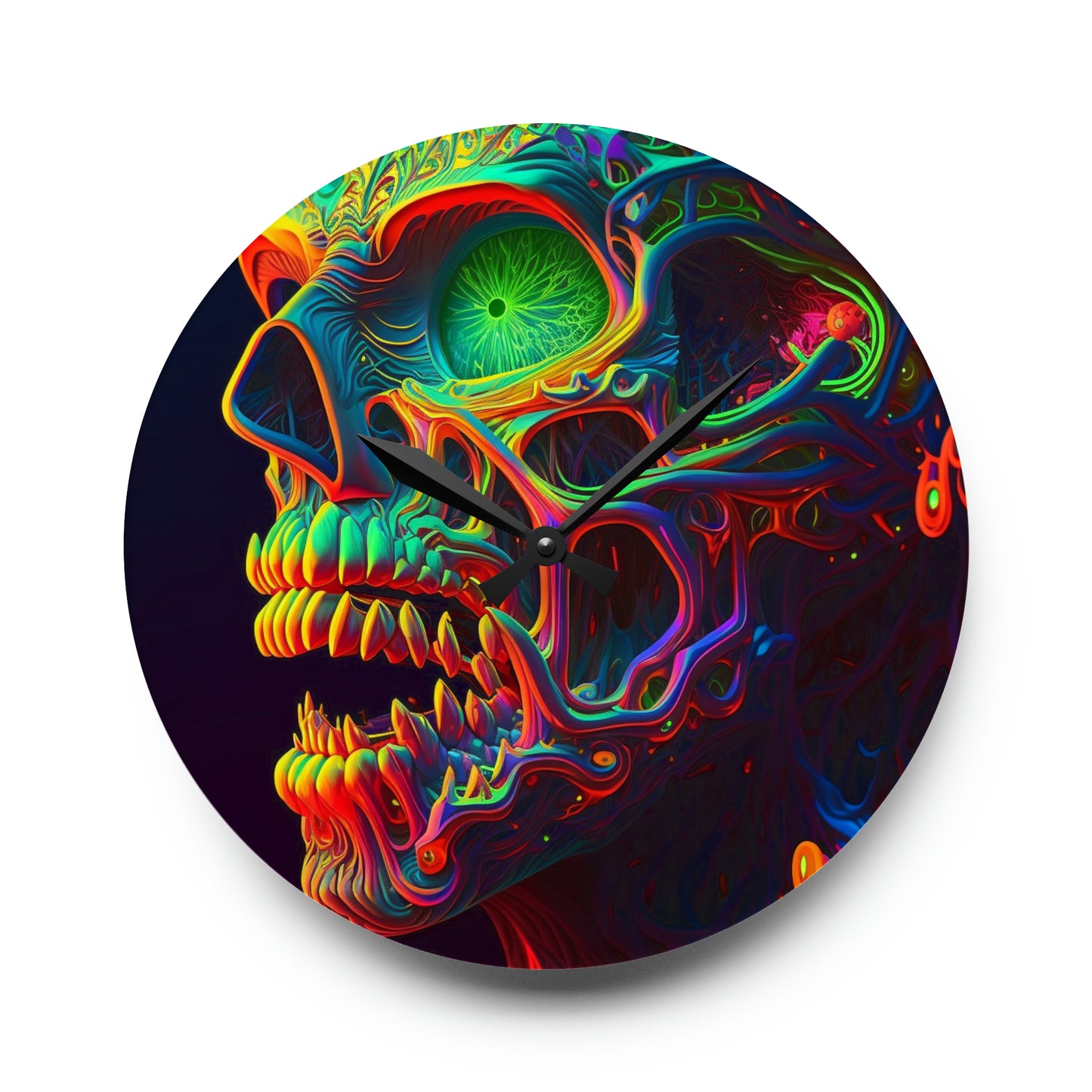 Acrylic Wall Clock Florescent Skull Death 1